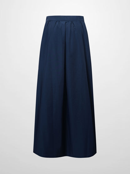 Waisted Full Taffeta Skirt-Navy