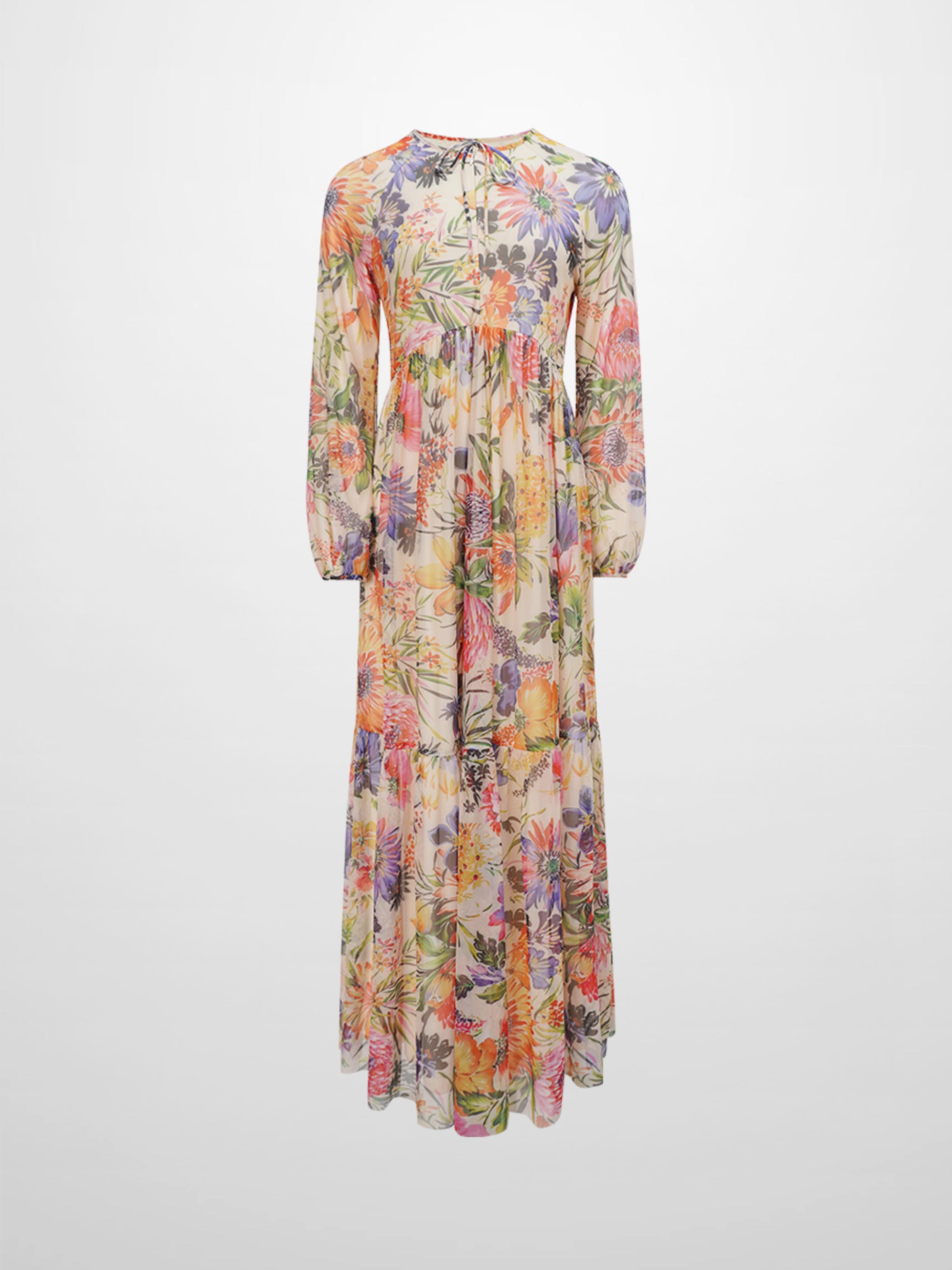 Mesh Tiered Dress-Spring Floral