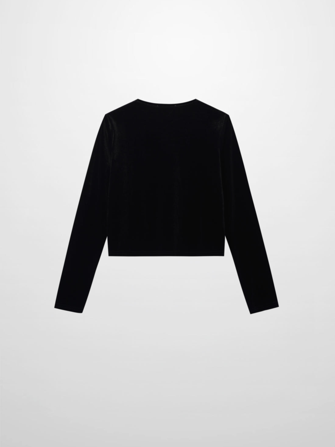 Velour Button Down Crew Cardigan-Black