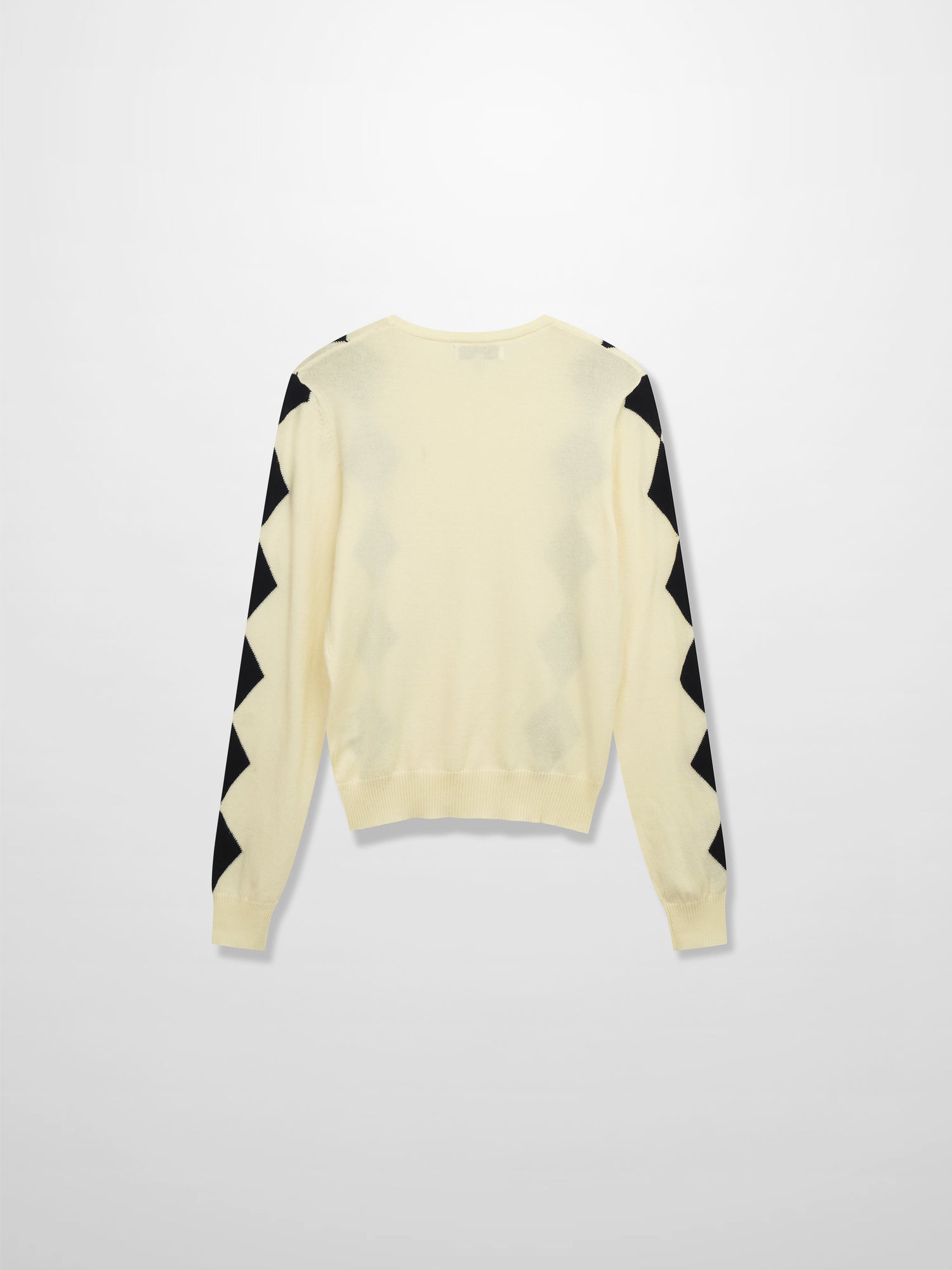 Printed Sweater-Cream with Black Diamond Design