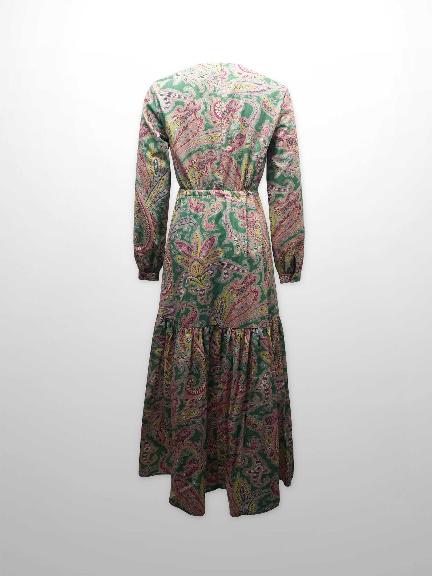 Drawstring Prairie Dress-Pink Paisley