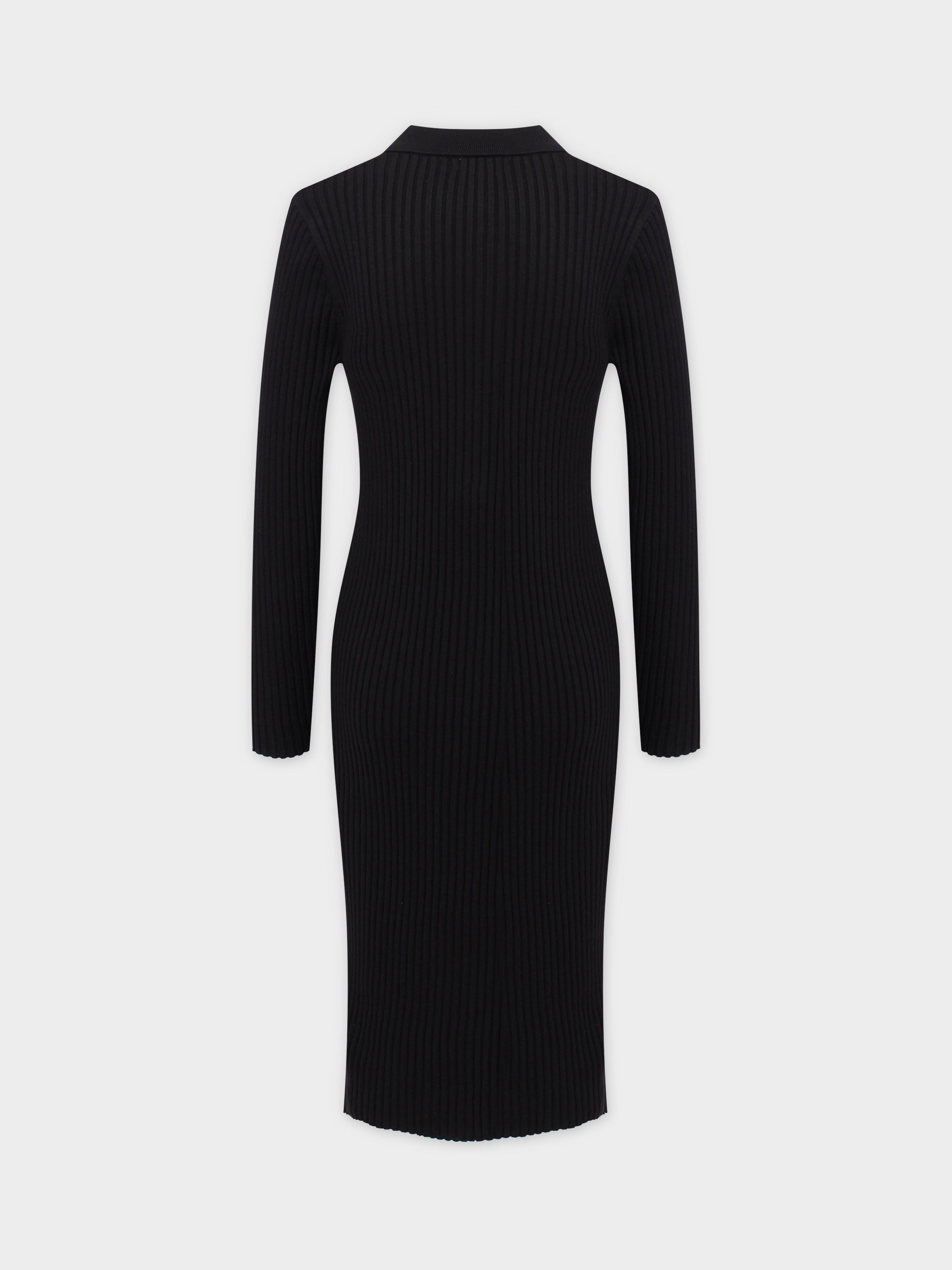 RIBBED CARDIGAN DRESS-42&quot;BLACK