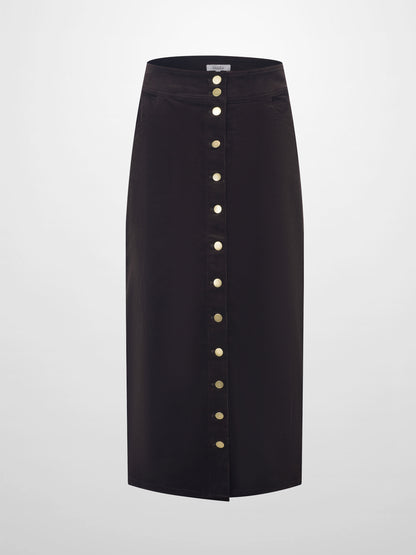 Snap Down Corduroy Skirt - Cement
