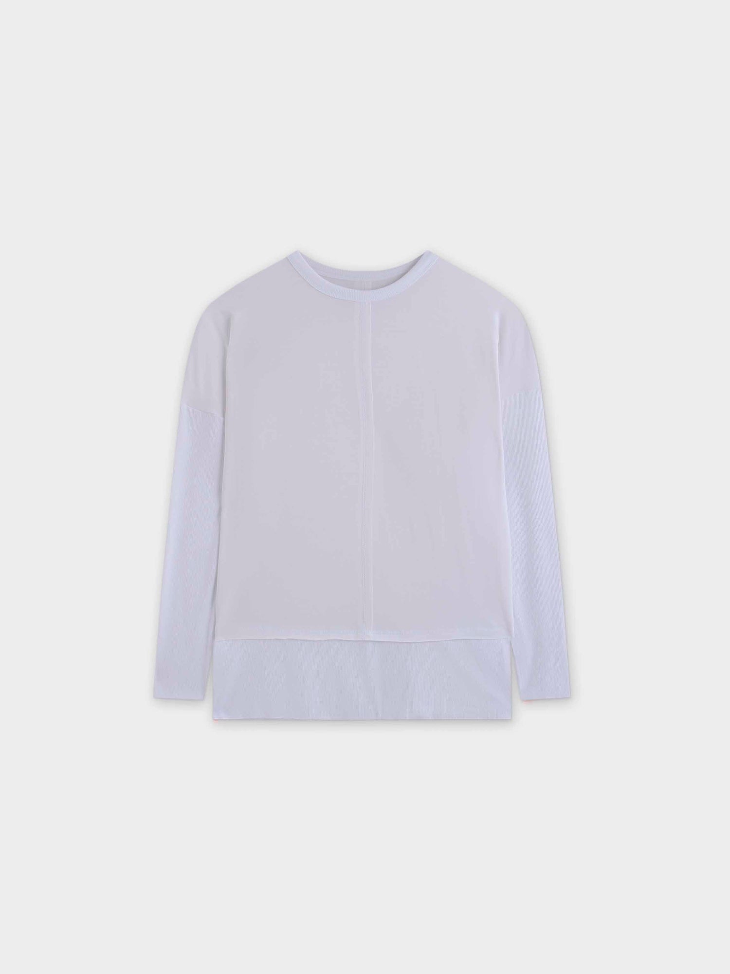 RIBBED BOTTOM T-SHIRT-WHITE