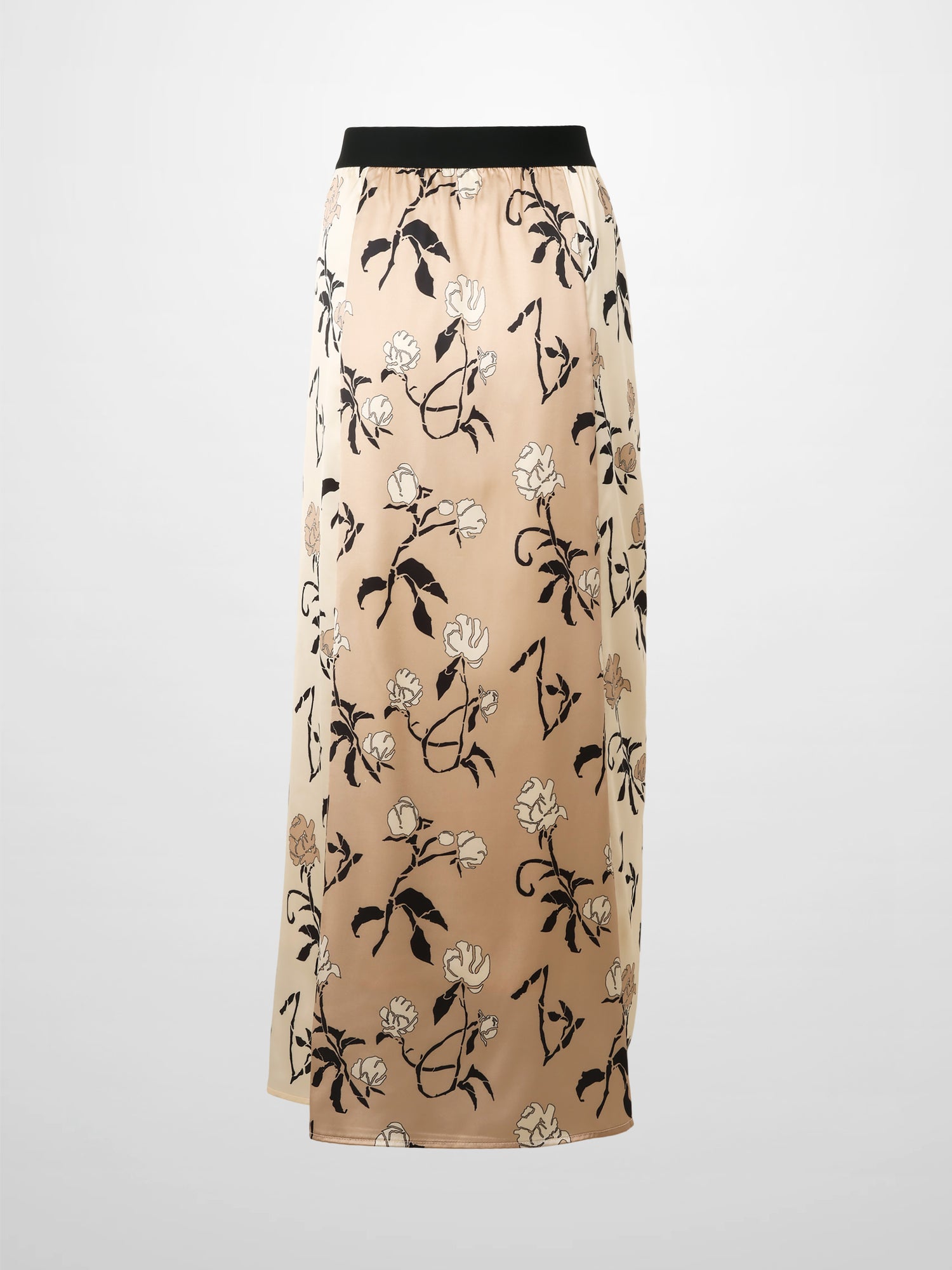 Side Shirred Skirt-Tan Floral