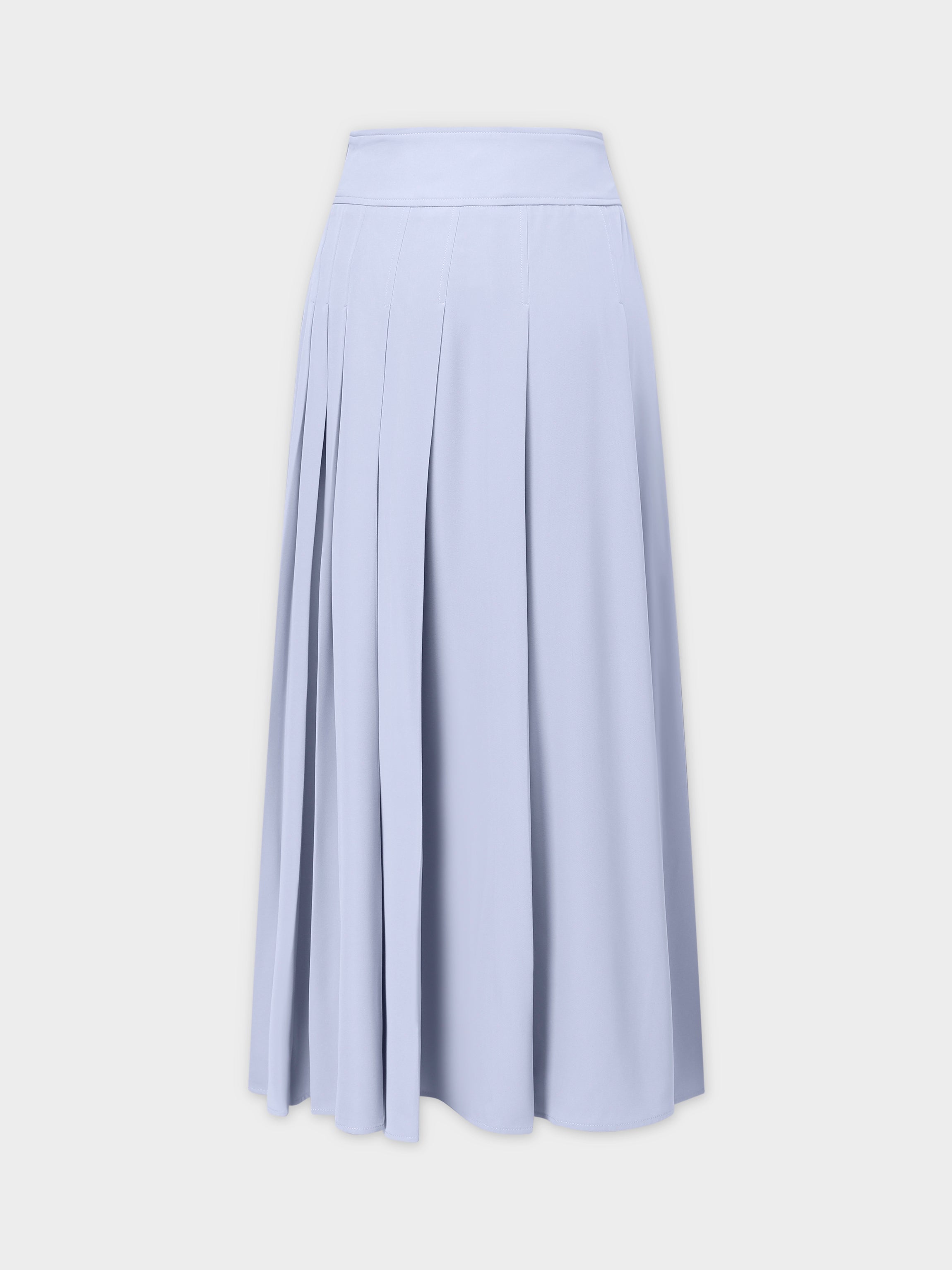 Yolk Pleated Skirt 37&quot;-Grey Blue