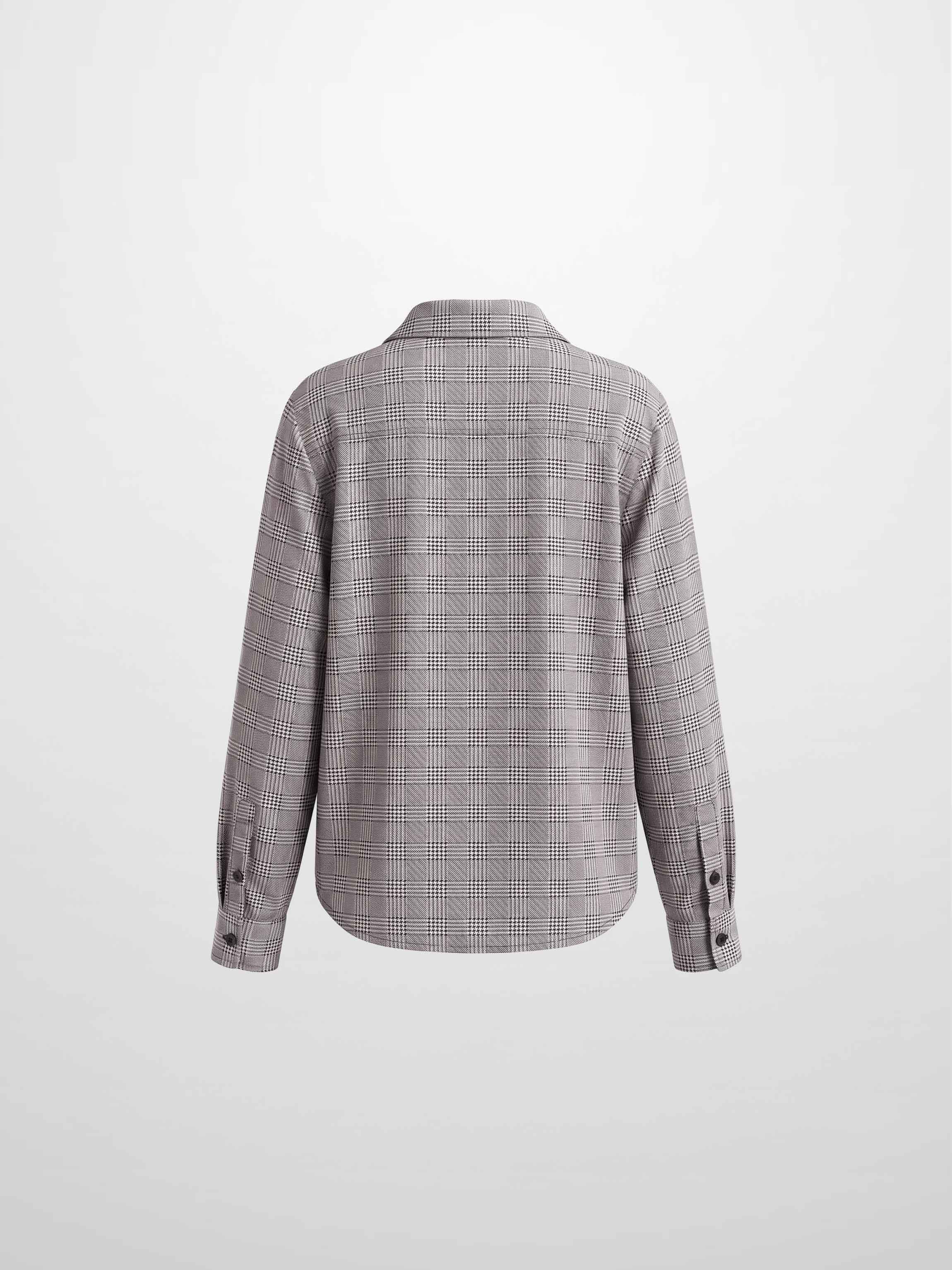 Houndstooth Button Down Blouse-Black/White