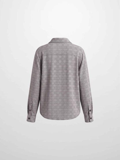 Houndstooth Button Down Blouse-Black/White