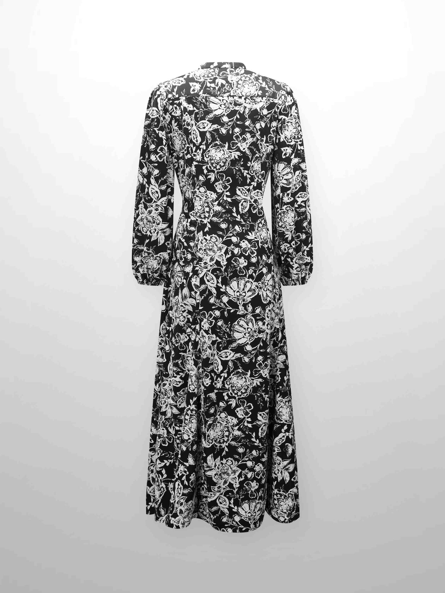 Princess Style Shirtdress-Black/White Floral