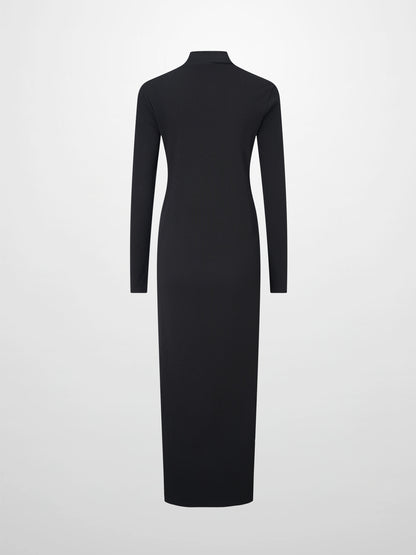 Ribbed Layering Dress-Black