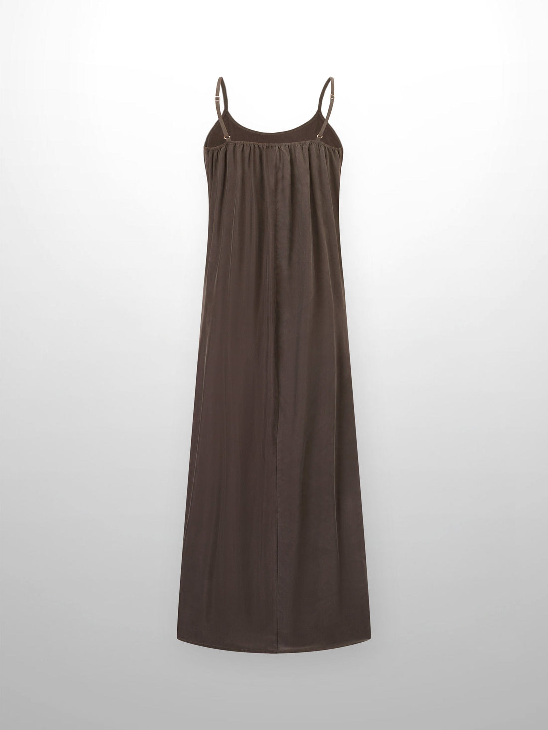 Cupro Crew Neck Slip Dress-Olive