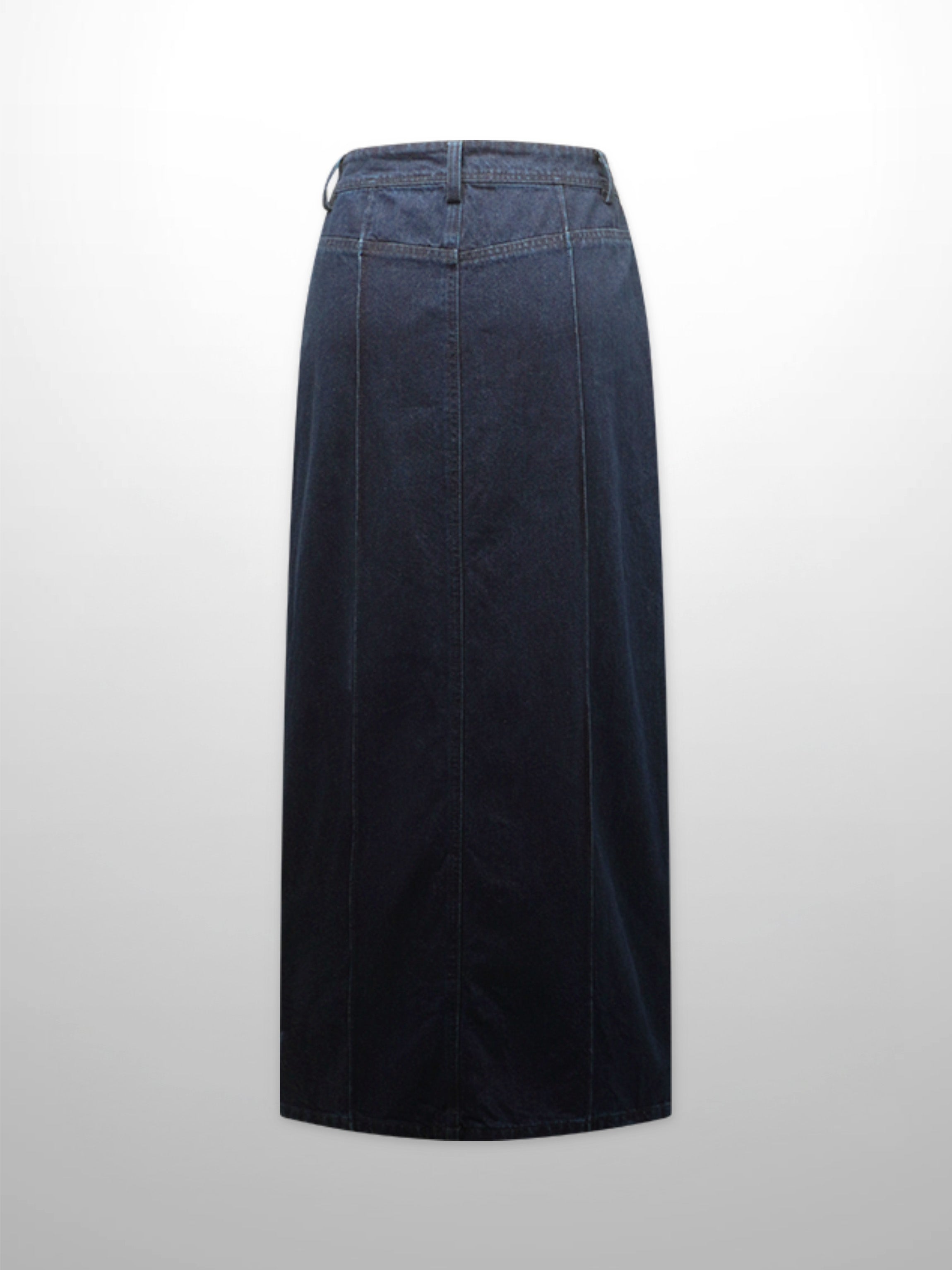 Denim Seamed Skirt-Dark Blue