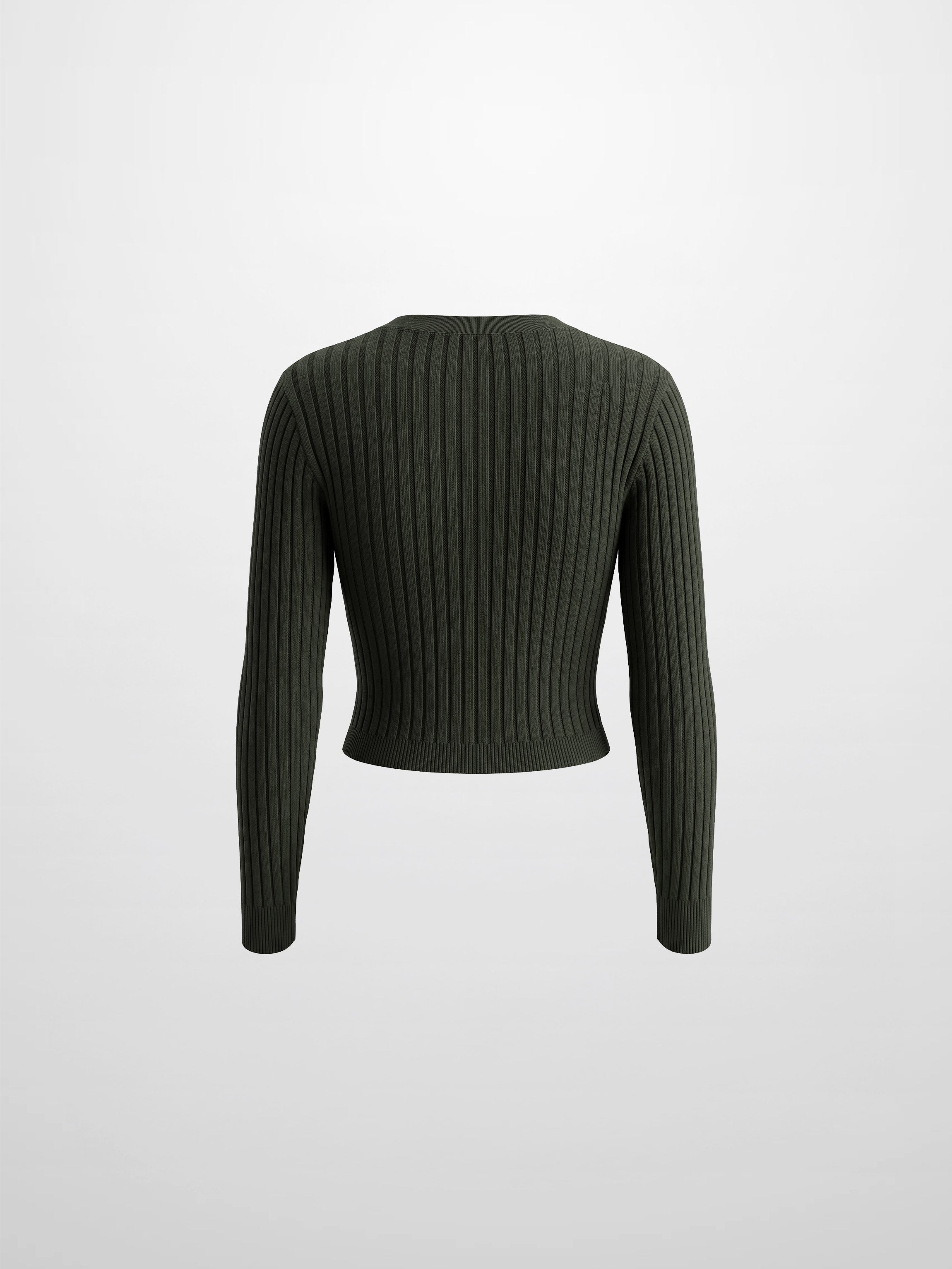 Lightweight Ribbed Cardigan 17" - Green