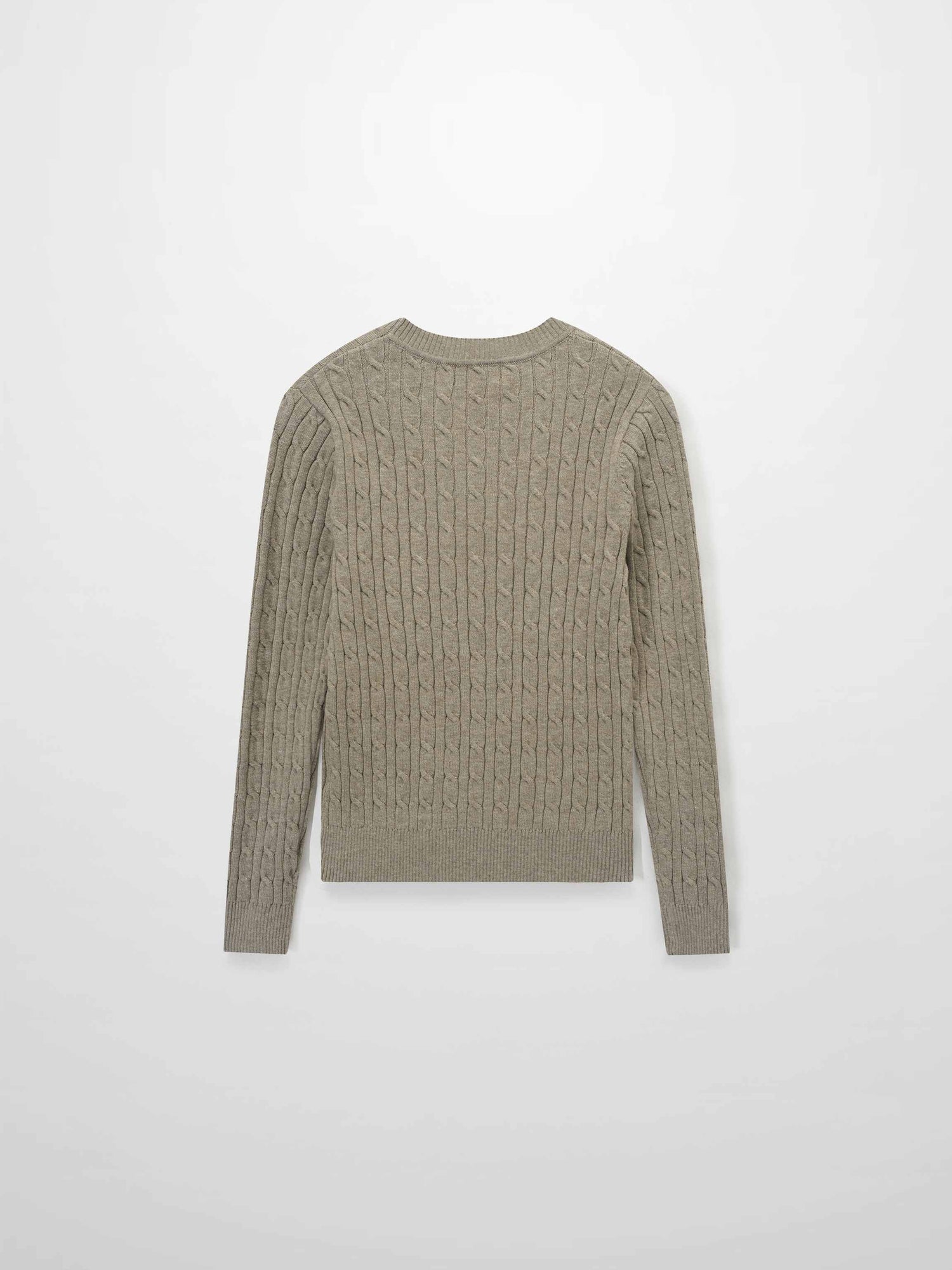 Crew Neck Cable Sweater-Mocha Mousse