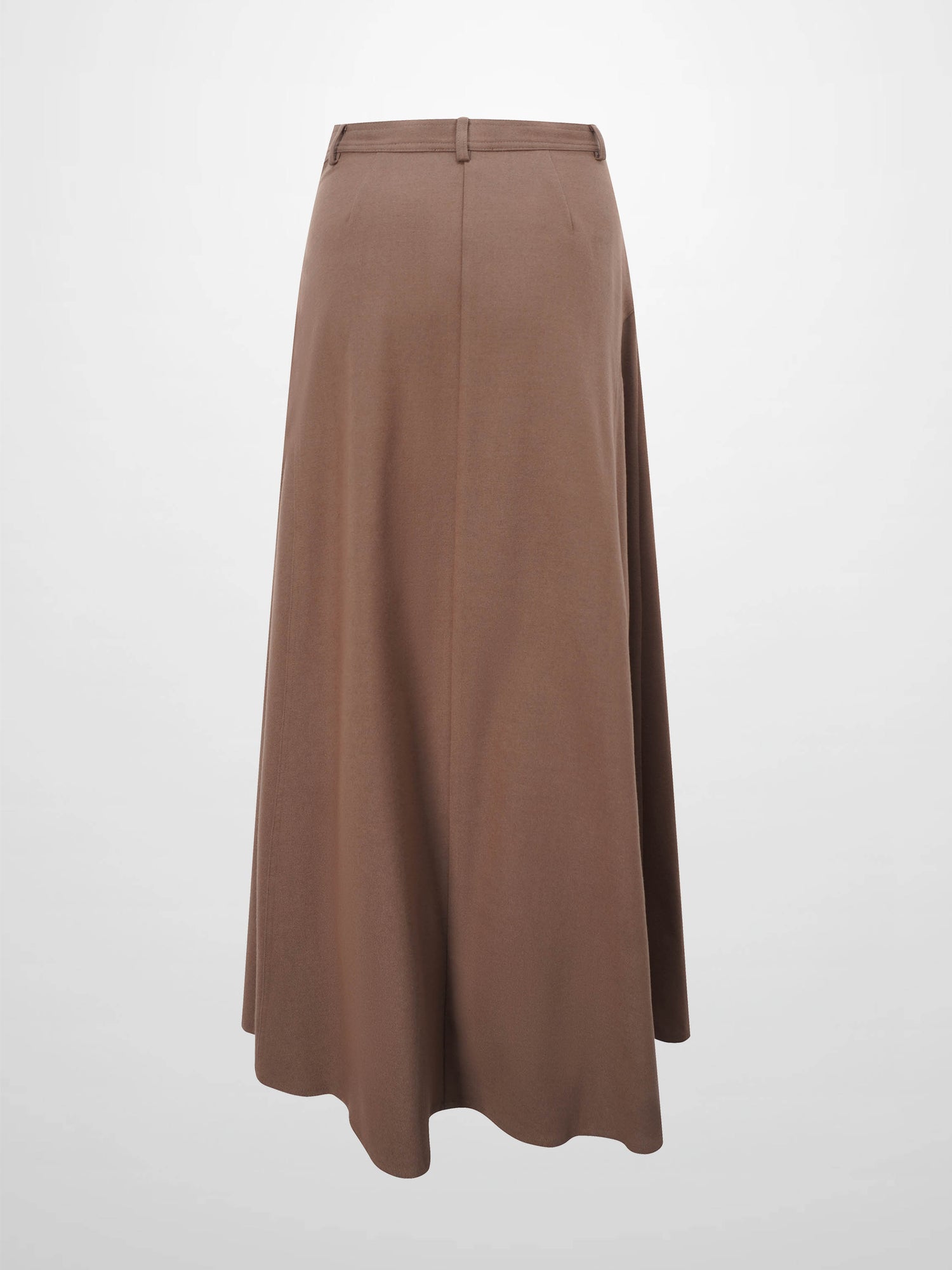 Wool Blend Yoke Skirt 37&quot;-Mocha Mousse