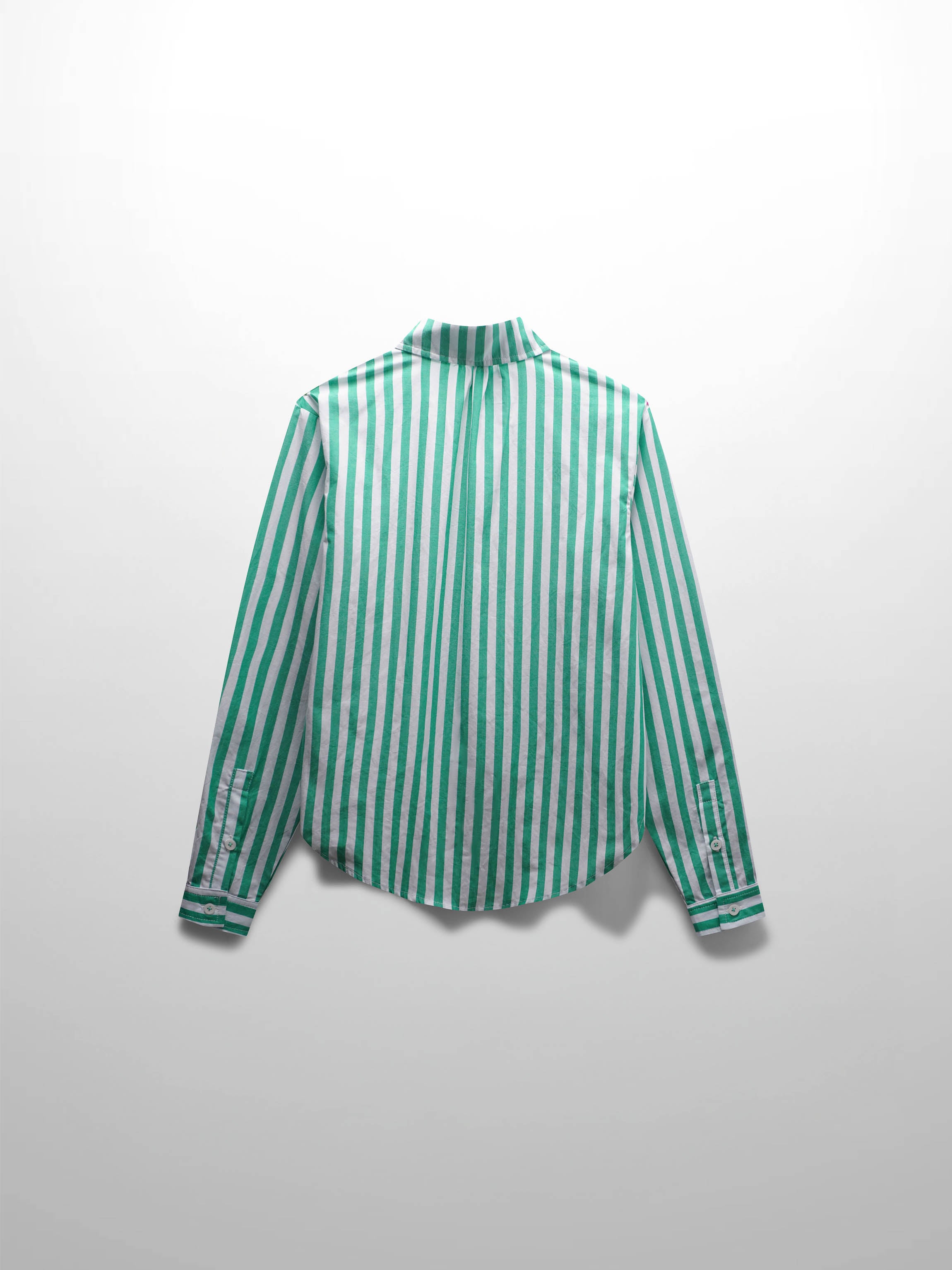 Front Drawstring Crop Blouse-Green/White