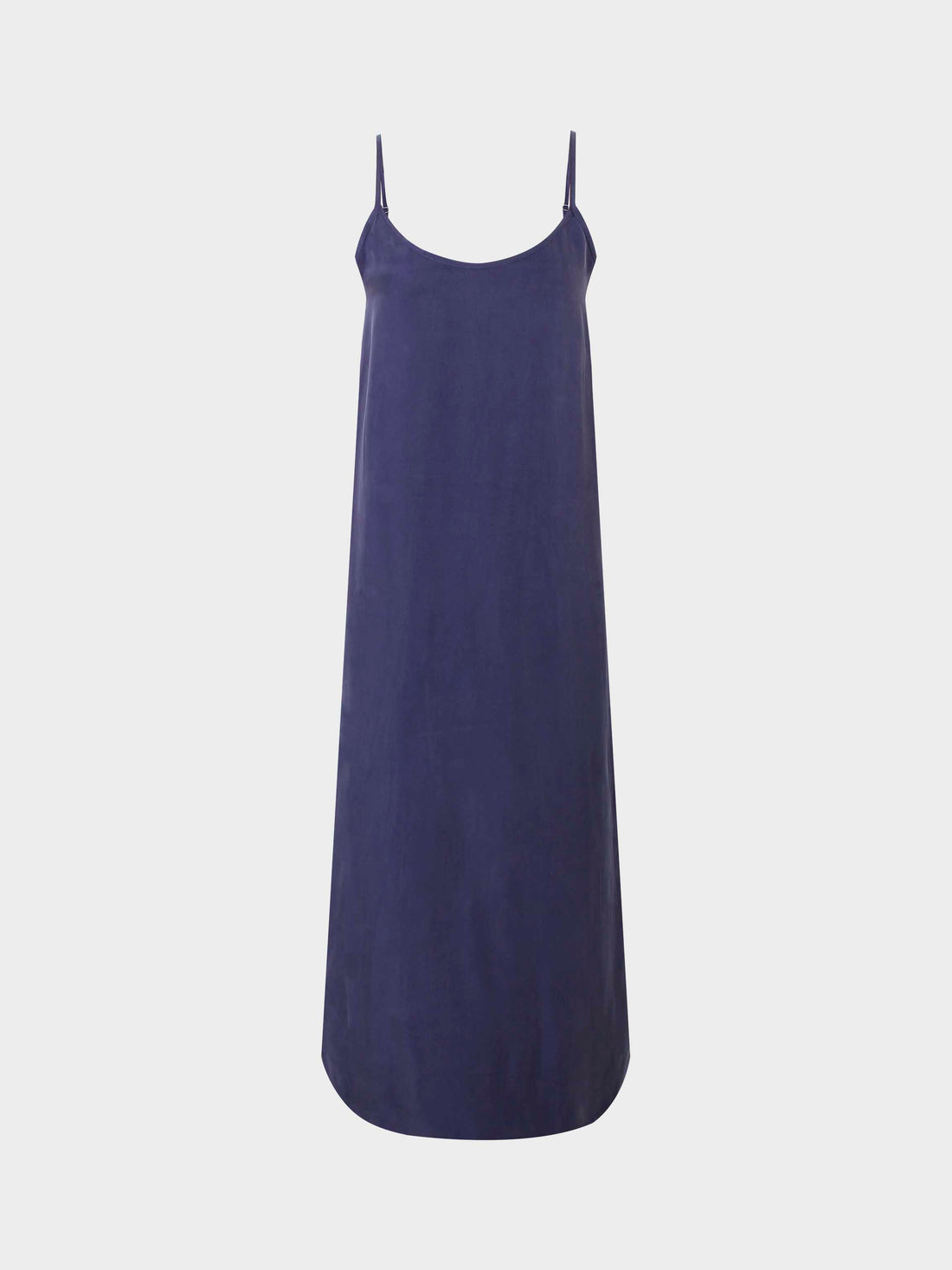 SOLID CREW NECK SLIP DRESS-NAVY