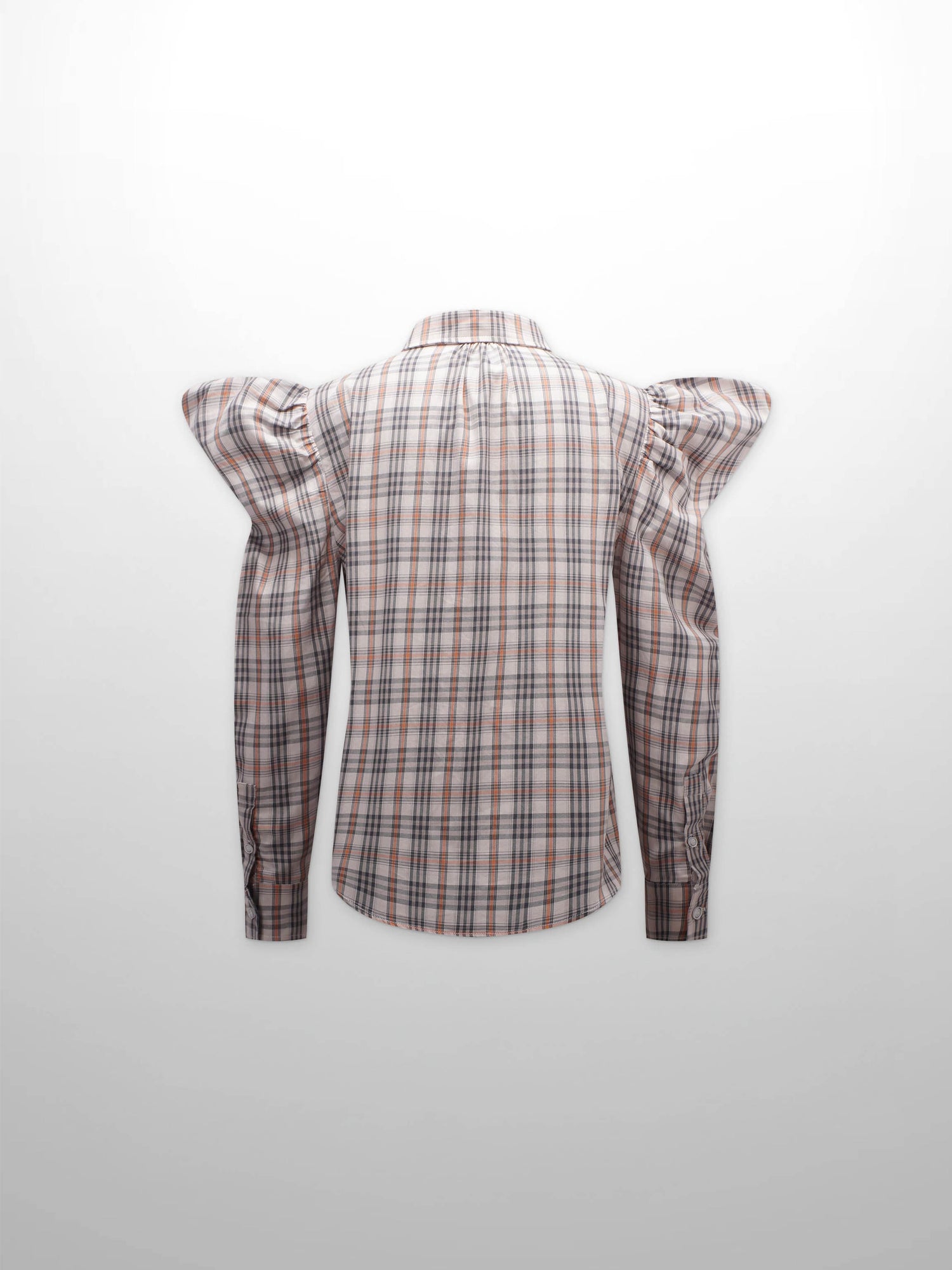 Puff Sleeve Blouse-English Plaid