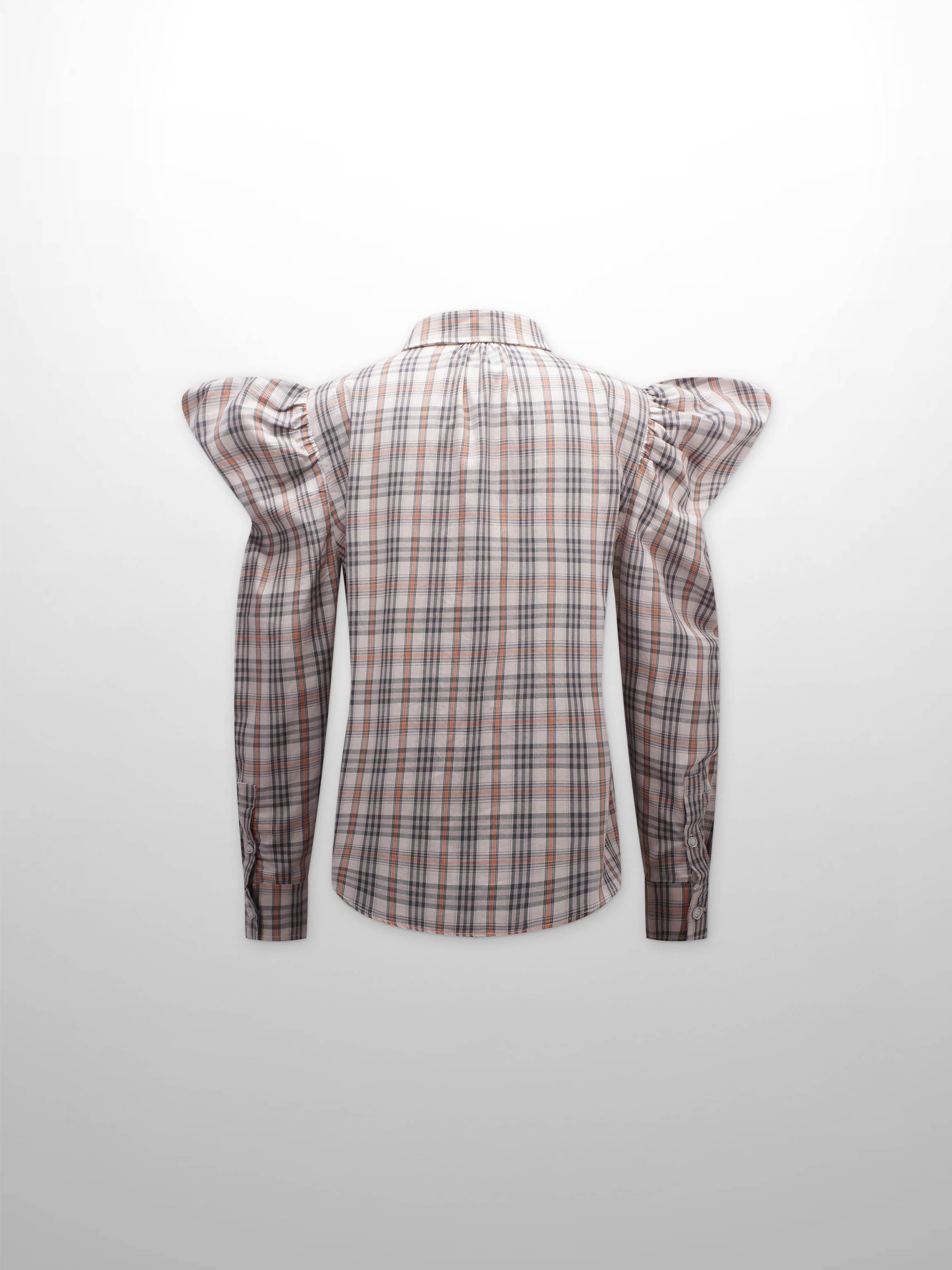 Puff Sleeve Blouse-English Plaid