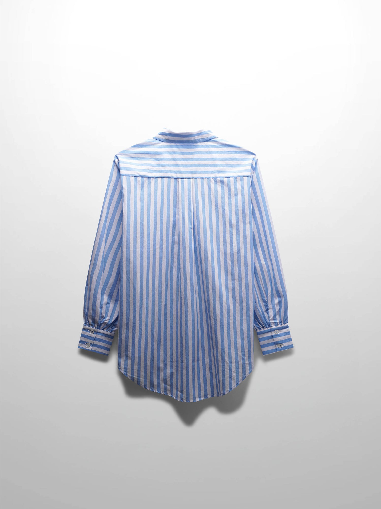 Striped Pocket Cotton Blouse-Light Blue