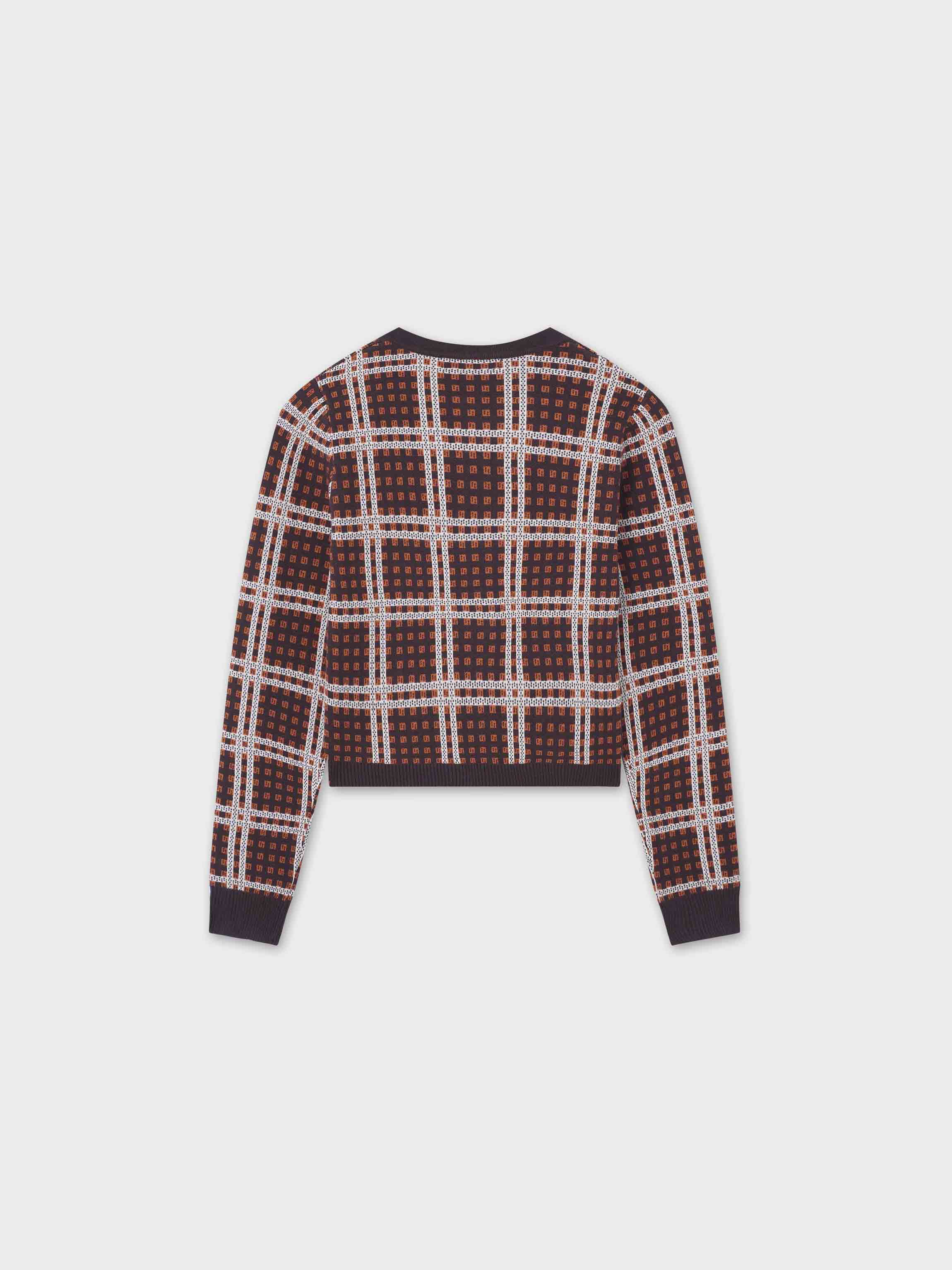 Buttoned Cardigan-Brown/Rust Plaid