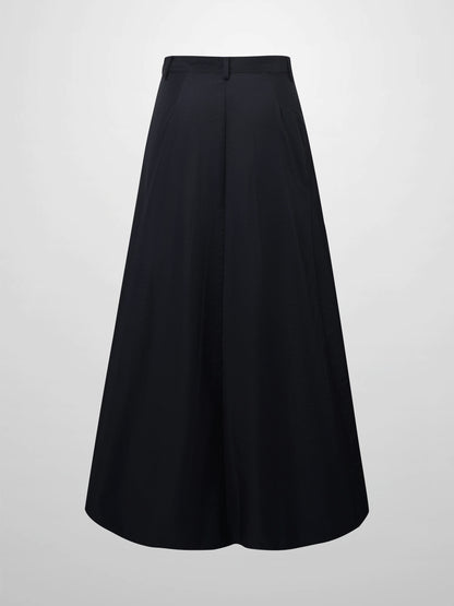 Taffeta Yoke Skirt-Black
