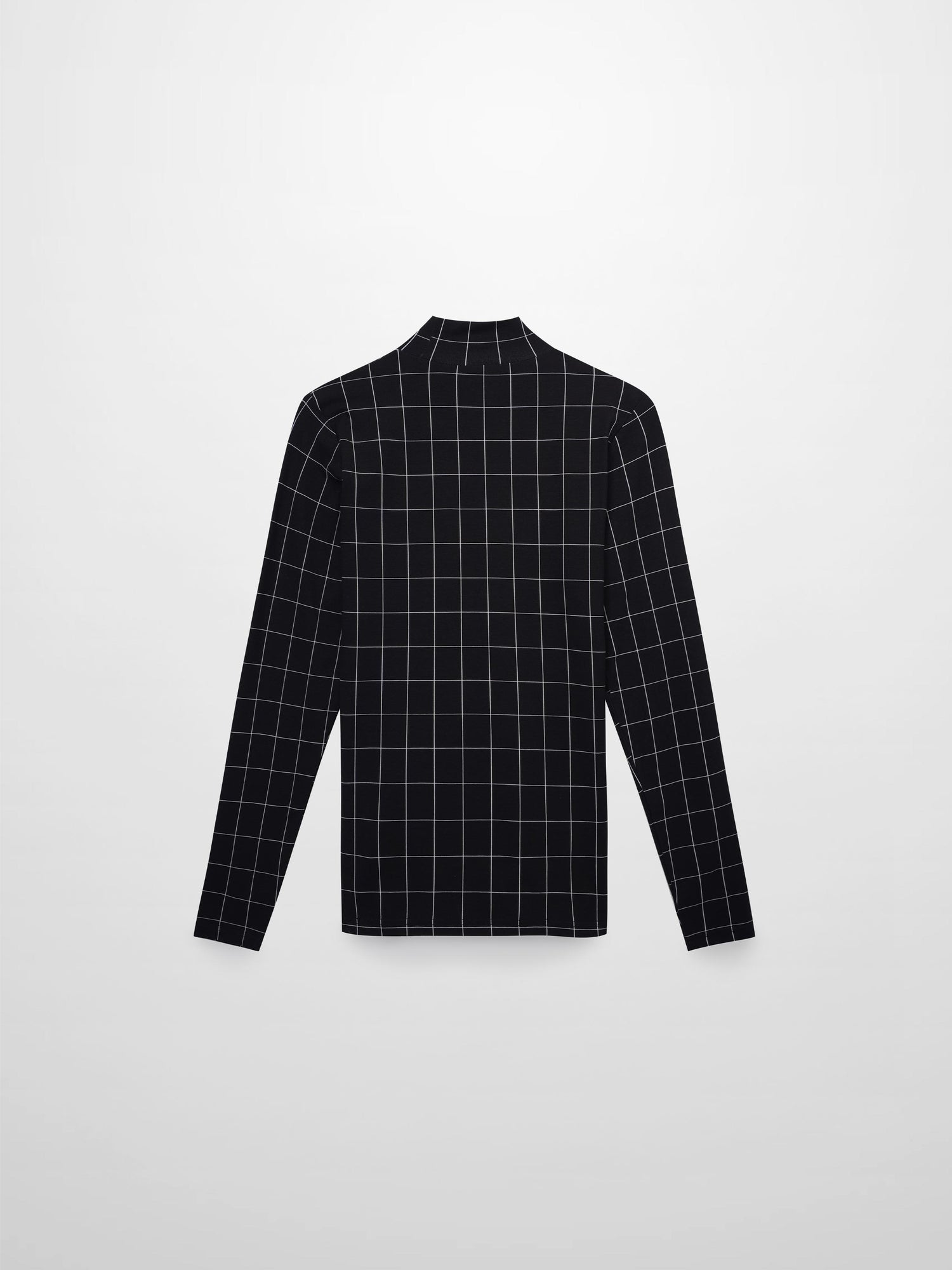 Printed Modal Turtleneck-Black Windowpane