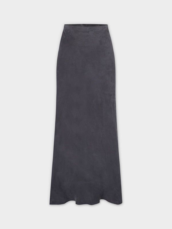 Cupro Slip Skirt-Black