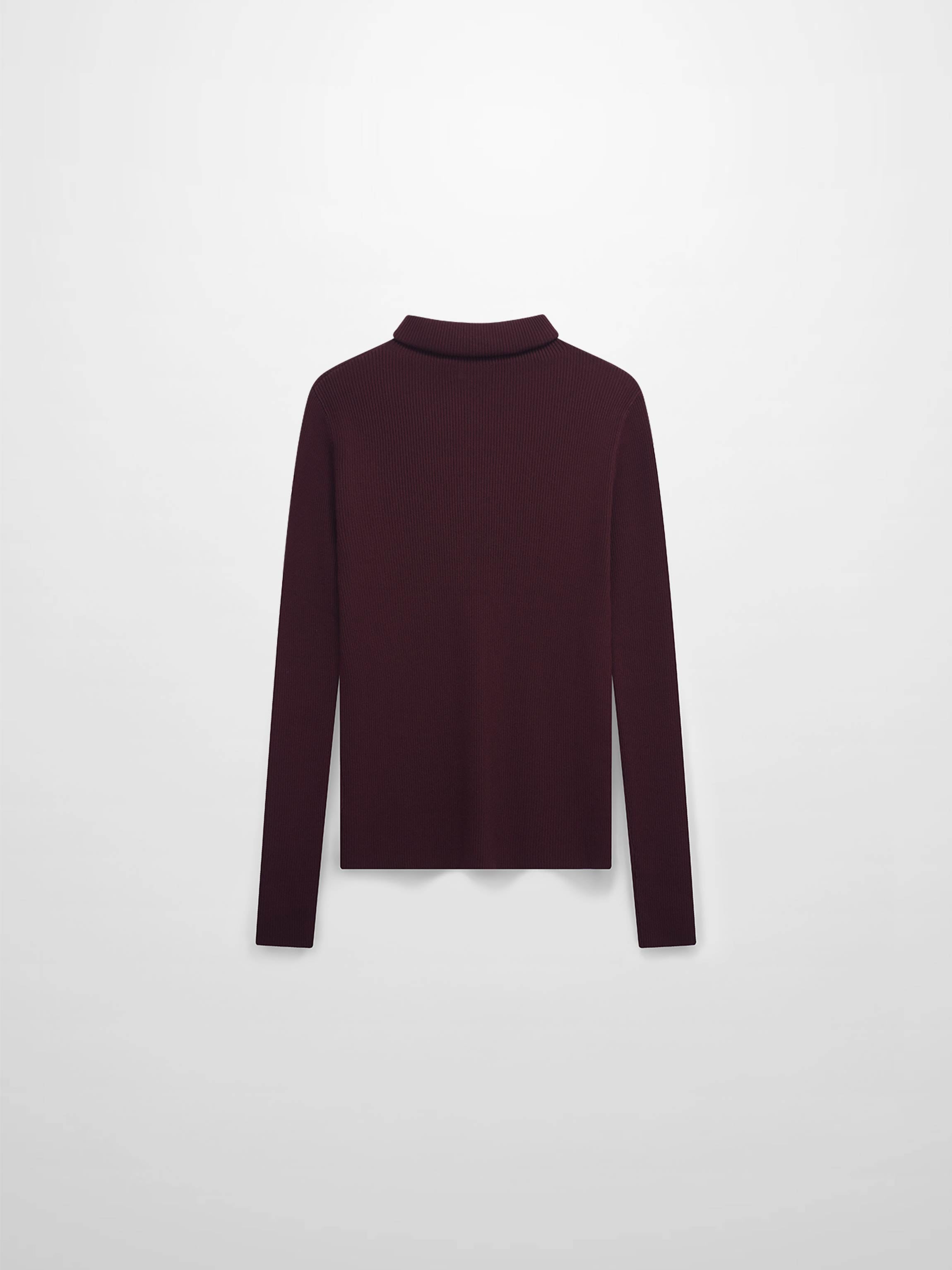 Knit Ribbed Turtleneck-Eggplant