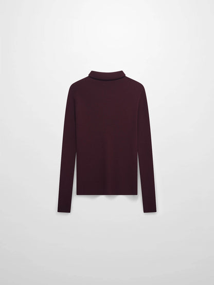 Knit Ribbed Turtleneck-Eggplant