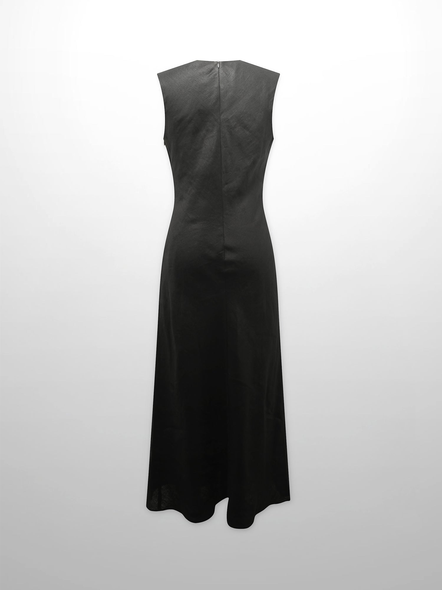 Womens Linen A-Line Slip Maxi Dress Sleeveless Flowy Silhouette - Size L - Black Womens Linen A-Line Slip Maxi Dress Sleeveless Flowy Silhouette - Size L - Black