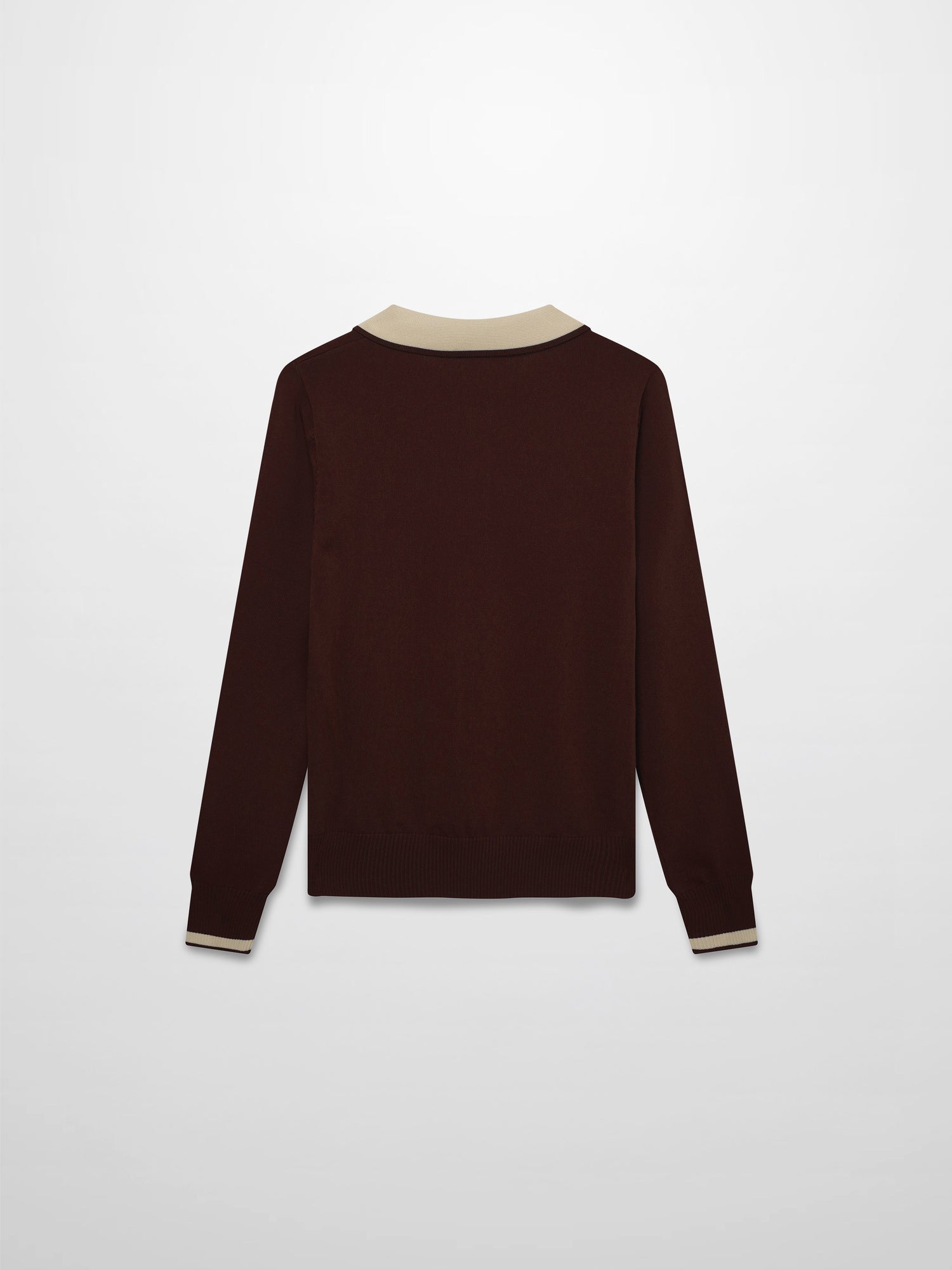 Pearl Button Collar Sweater-Brown/Tan