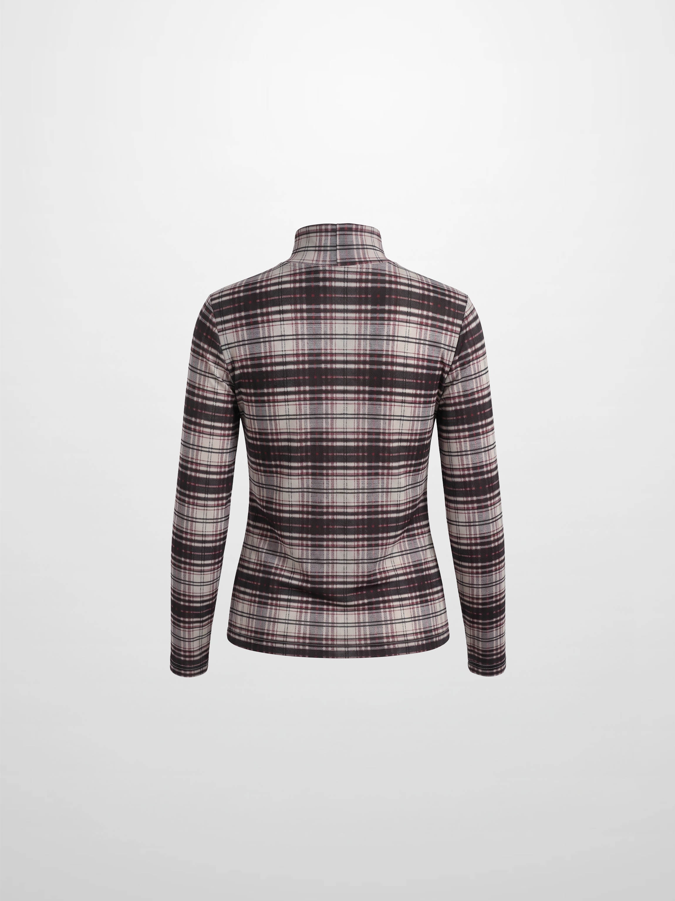Mesh Plaid Turtleneck - Red Plaid