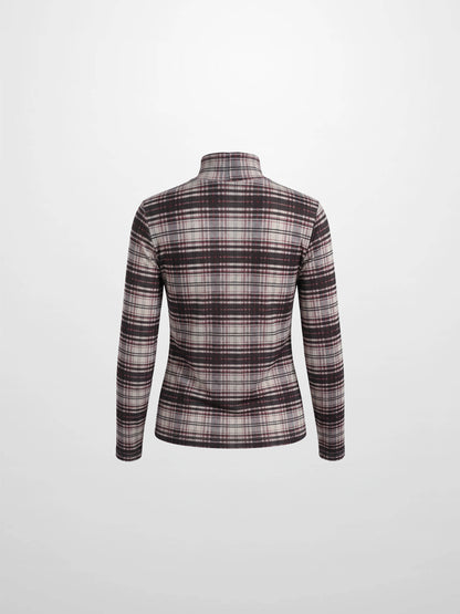 Mesh Plaid Turtleneck - Red Plaid