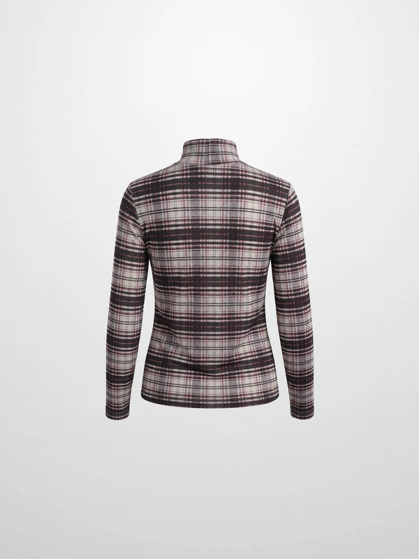 Mesh Plaid Turtleneck - Red Plaid