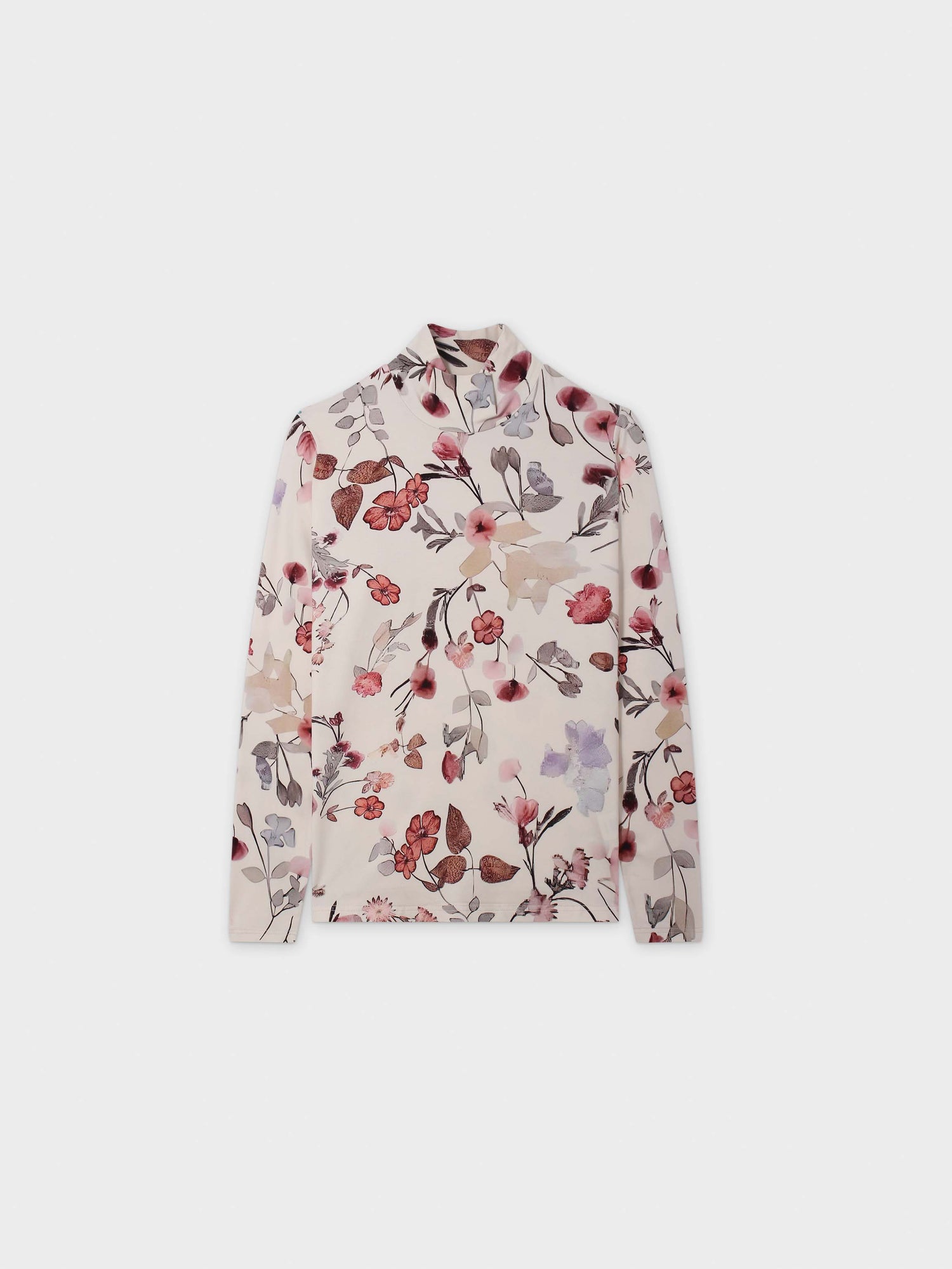 Printed Modal Turtleneck-Floral Fawn