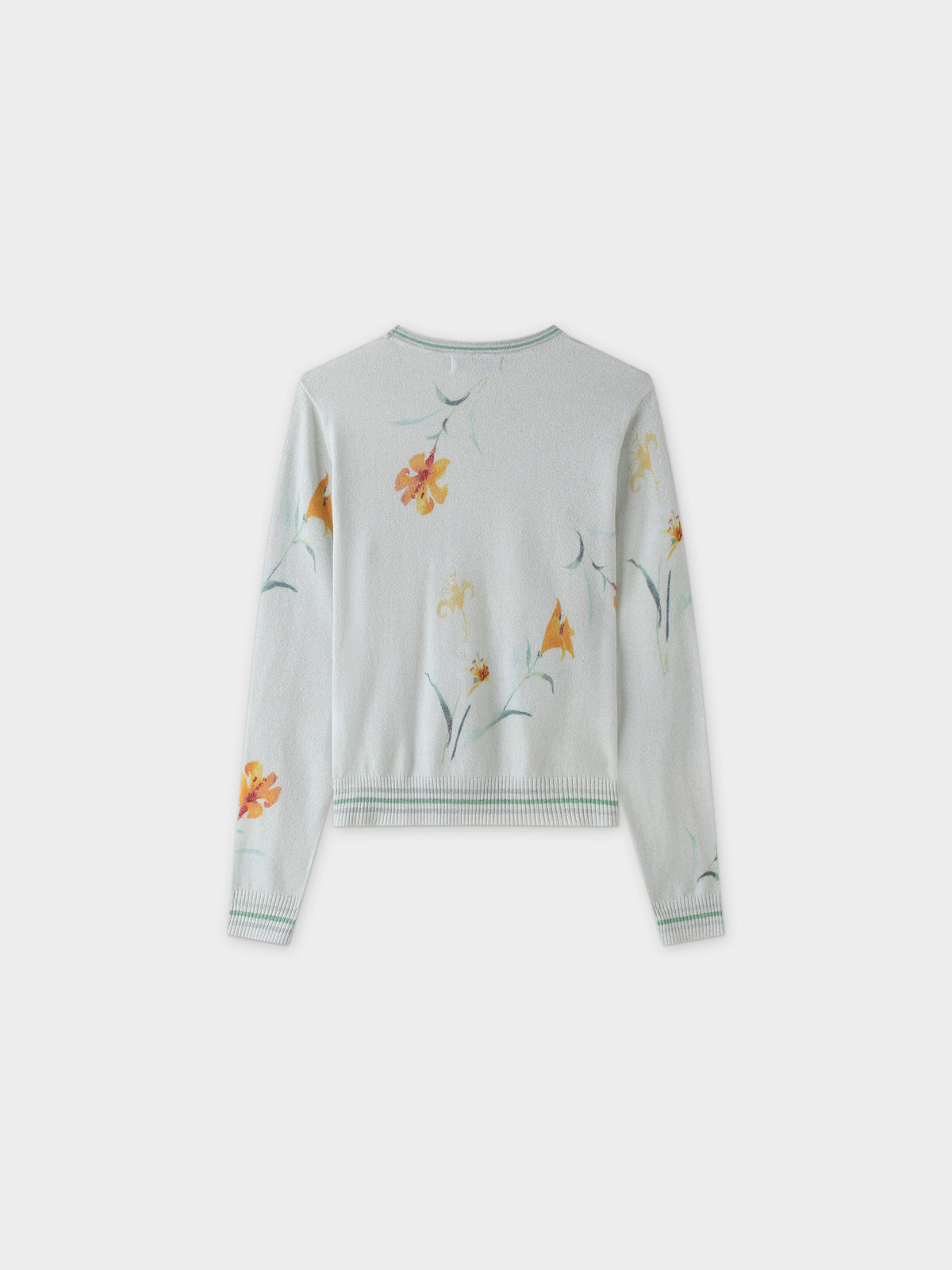 Lurex Floral Sweater-Yellow/Green