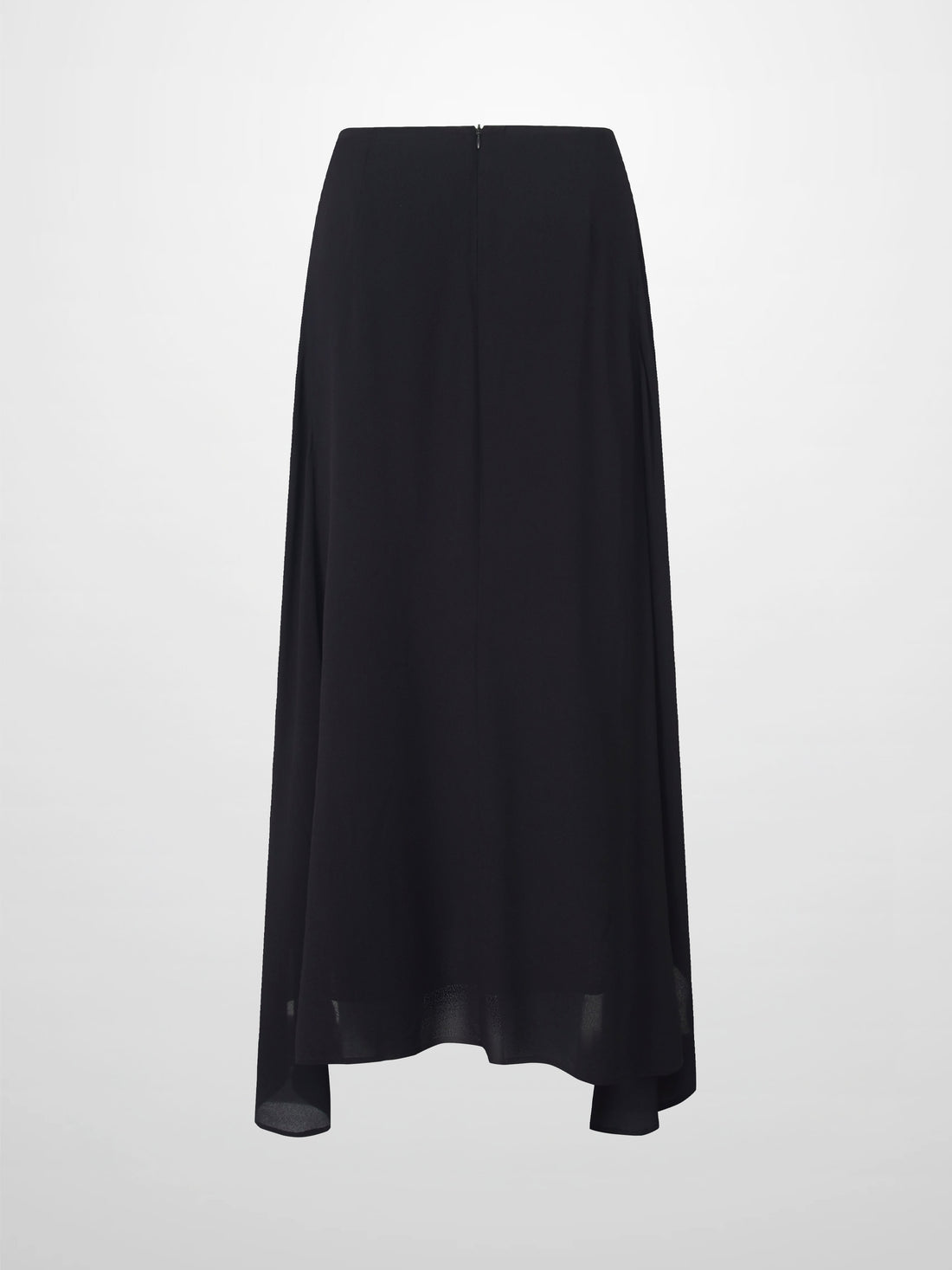 Curved Hem Maxi Skirt-Black