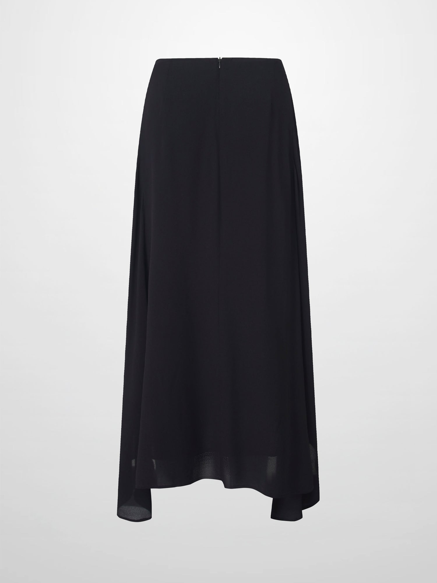 Curved Hem Maxi Skirt-Black
