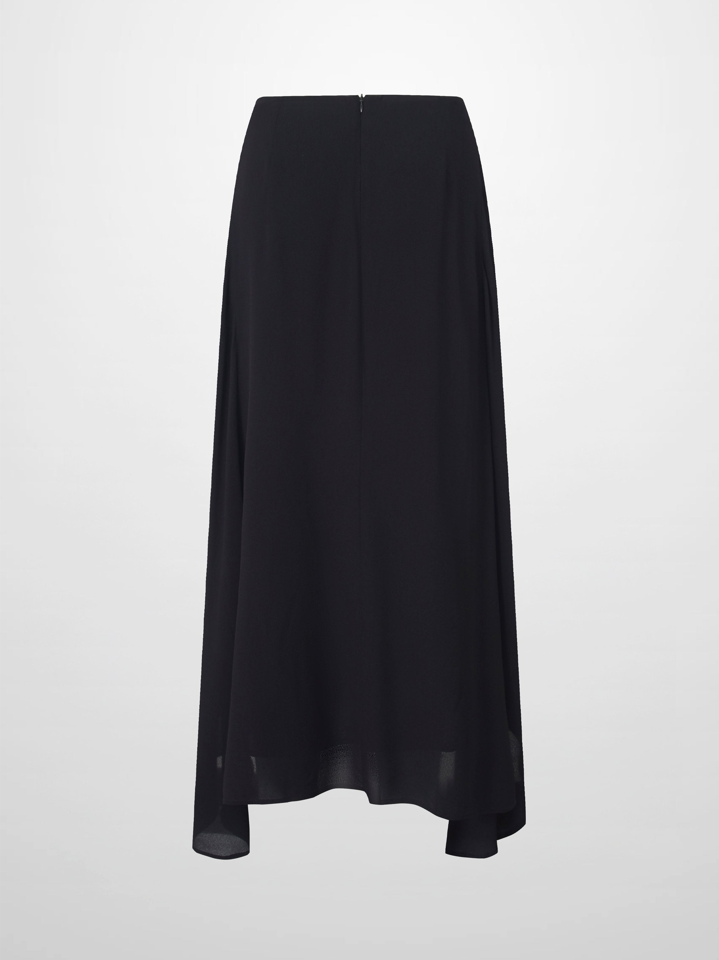 Curved Hem Maxi Skirt-Black