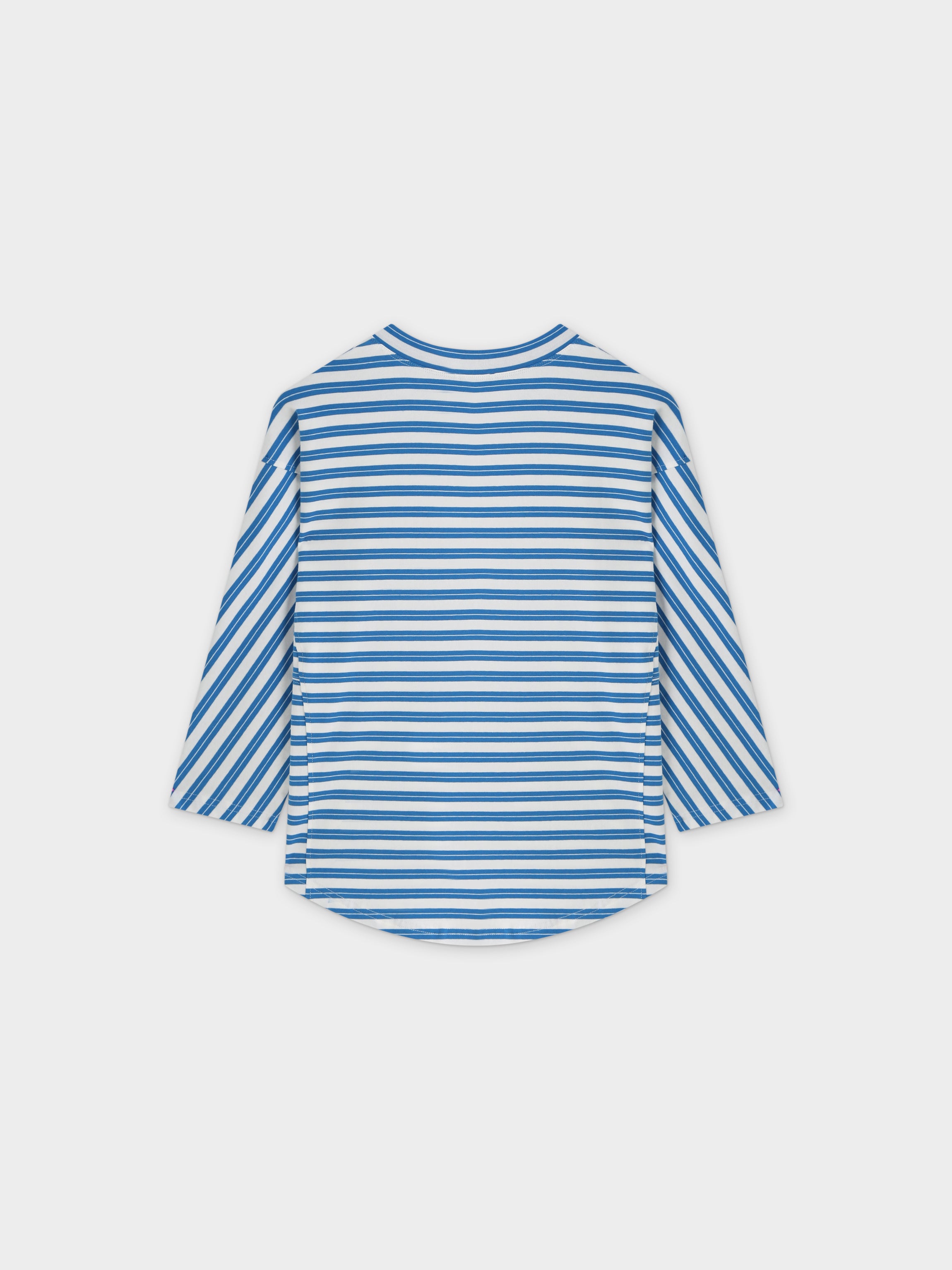 Striped Boxy Tee-Blue/White