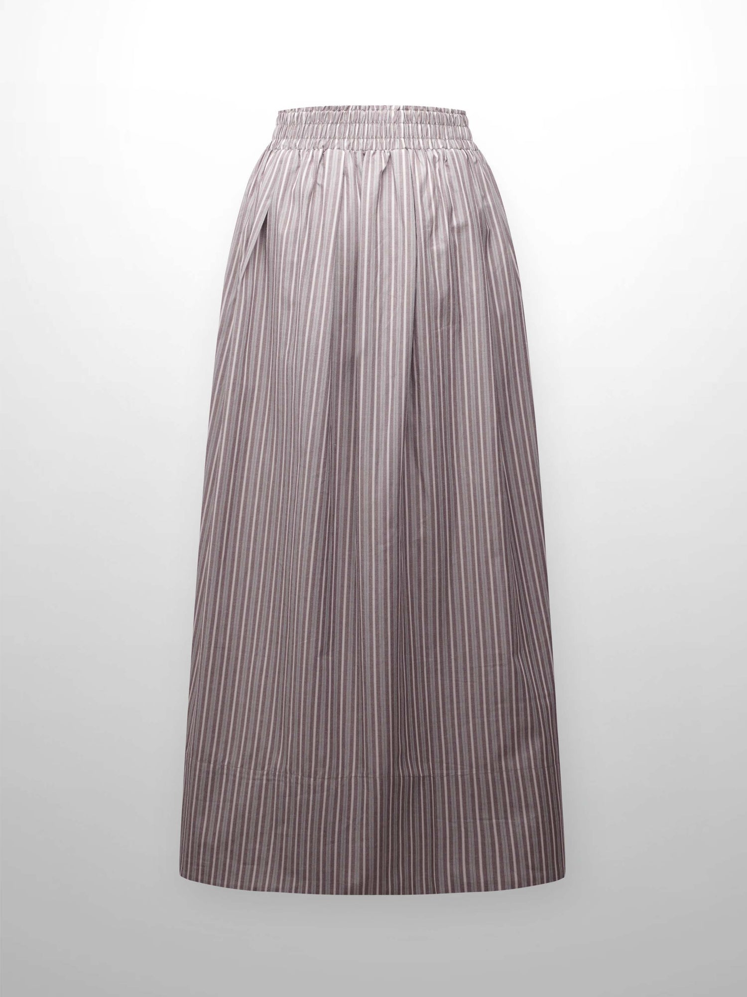 Striped Gathered Waist Skirt-Tan Stripe