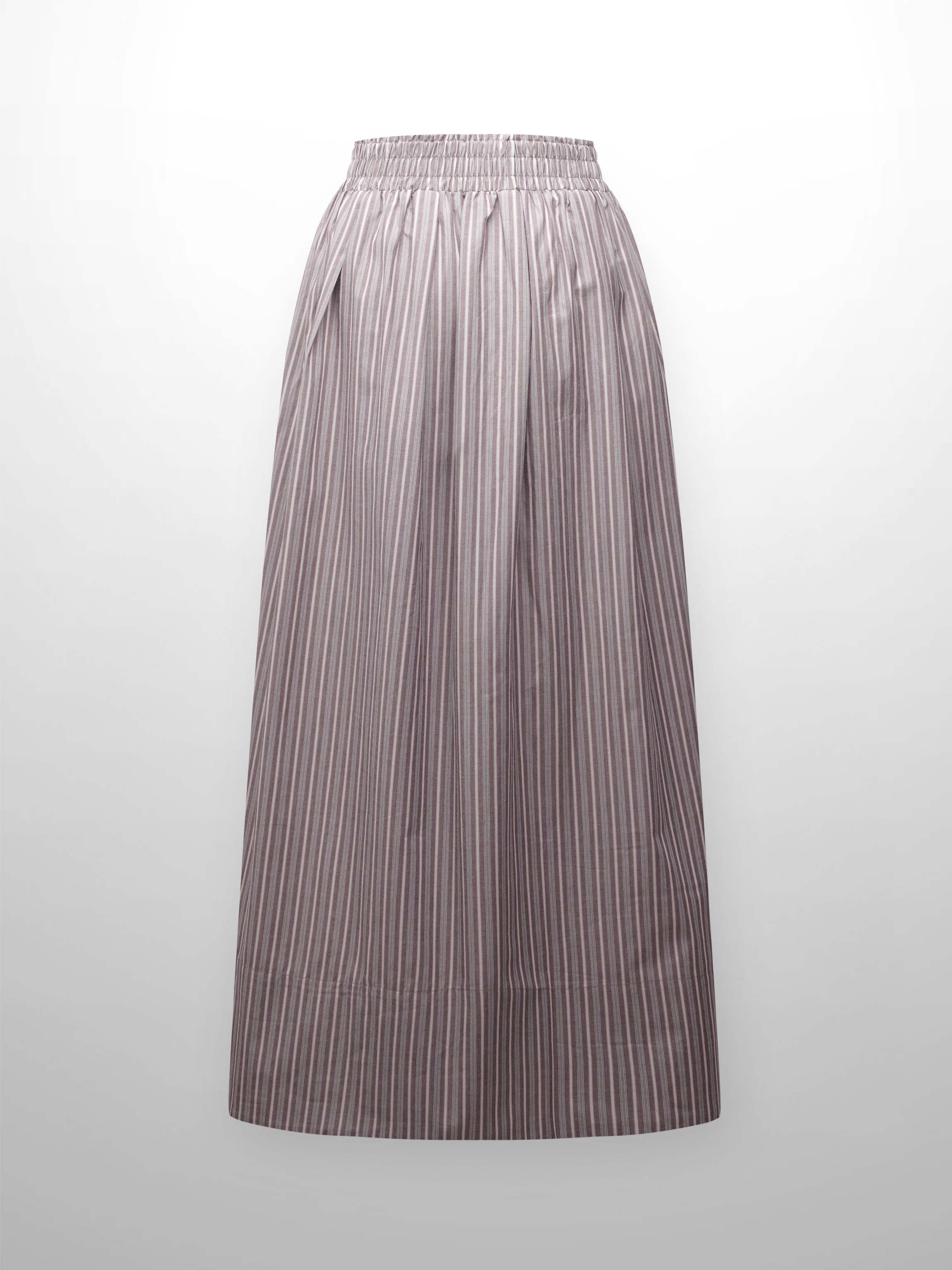 Striped Gathered Waist Skirt-Tan Stripe