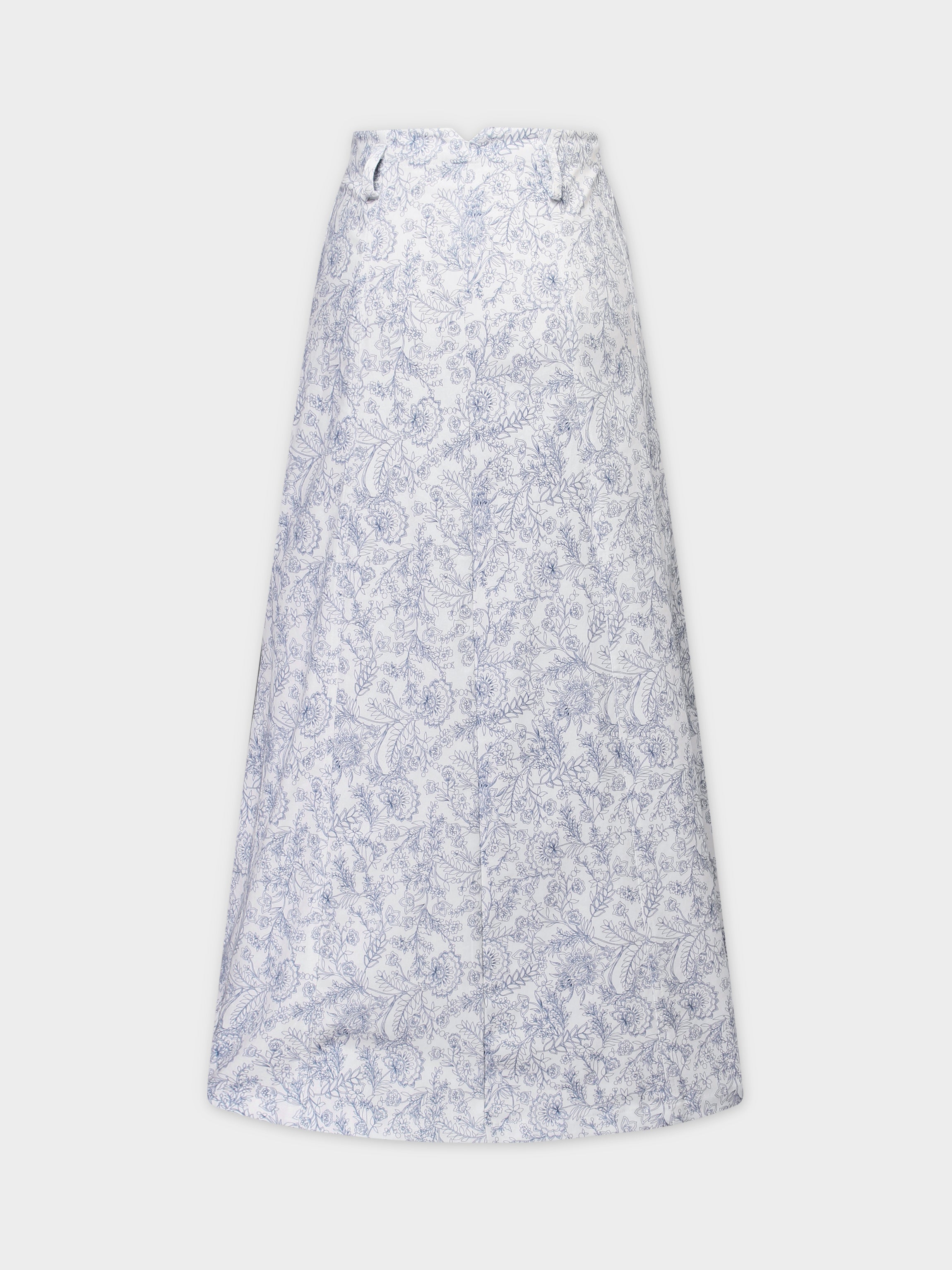 white denim skirt blue floral