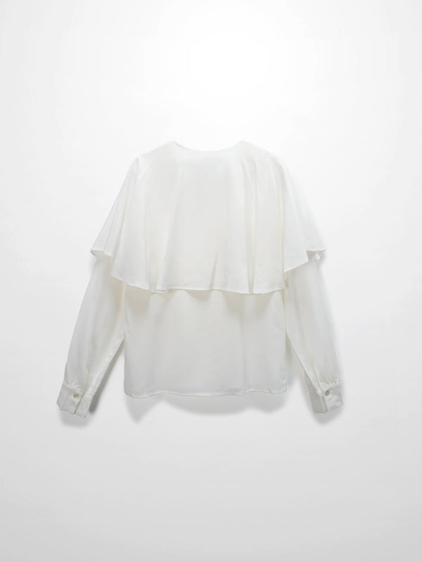 Silk Cape Blouse-Cream