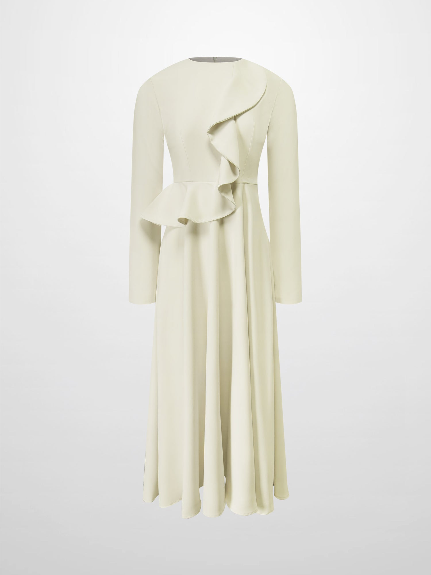 Waist Ruffle Dress-Cream