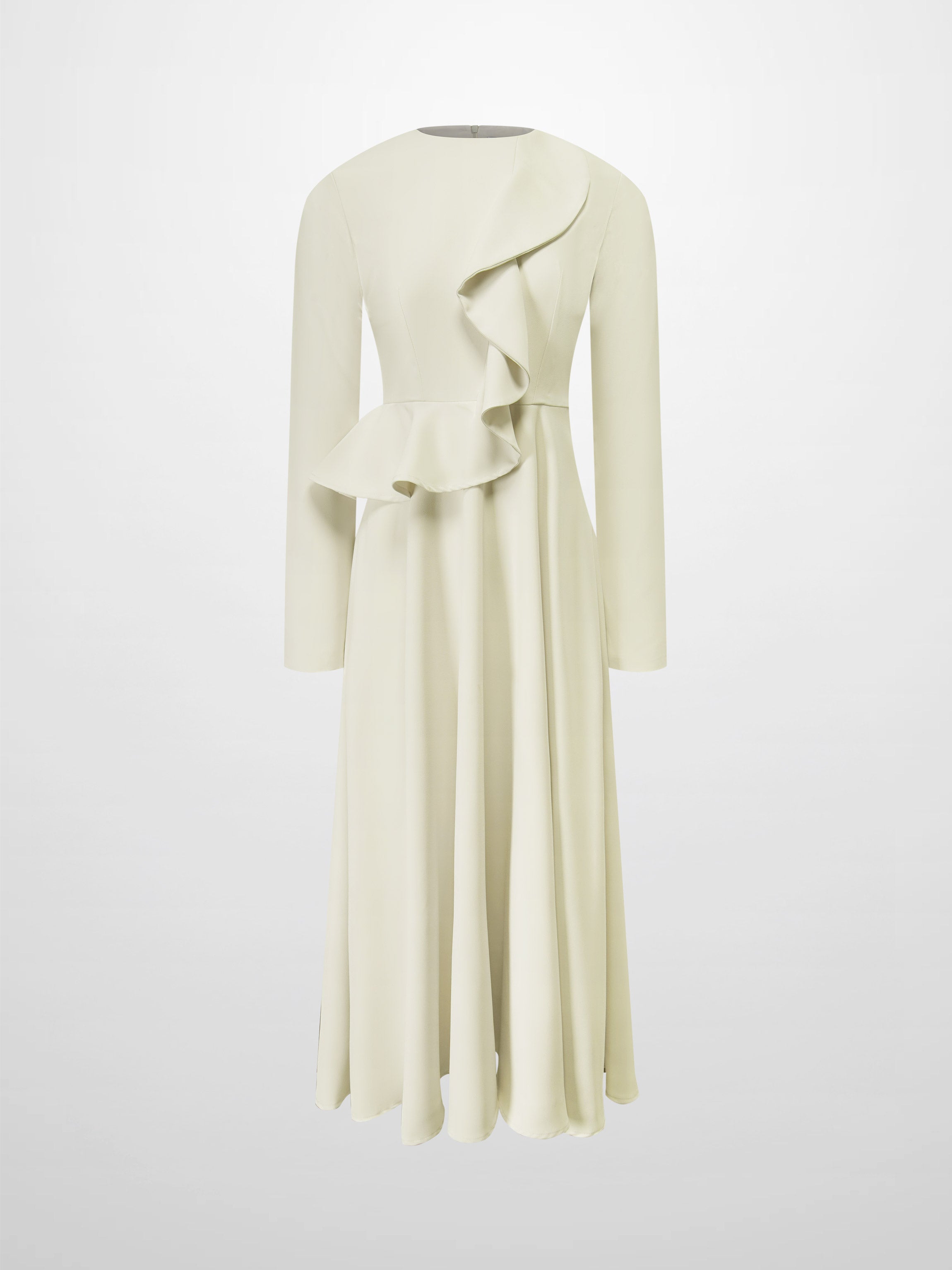 Waist Ruffle Dress-Cream