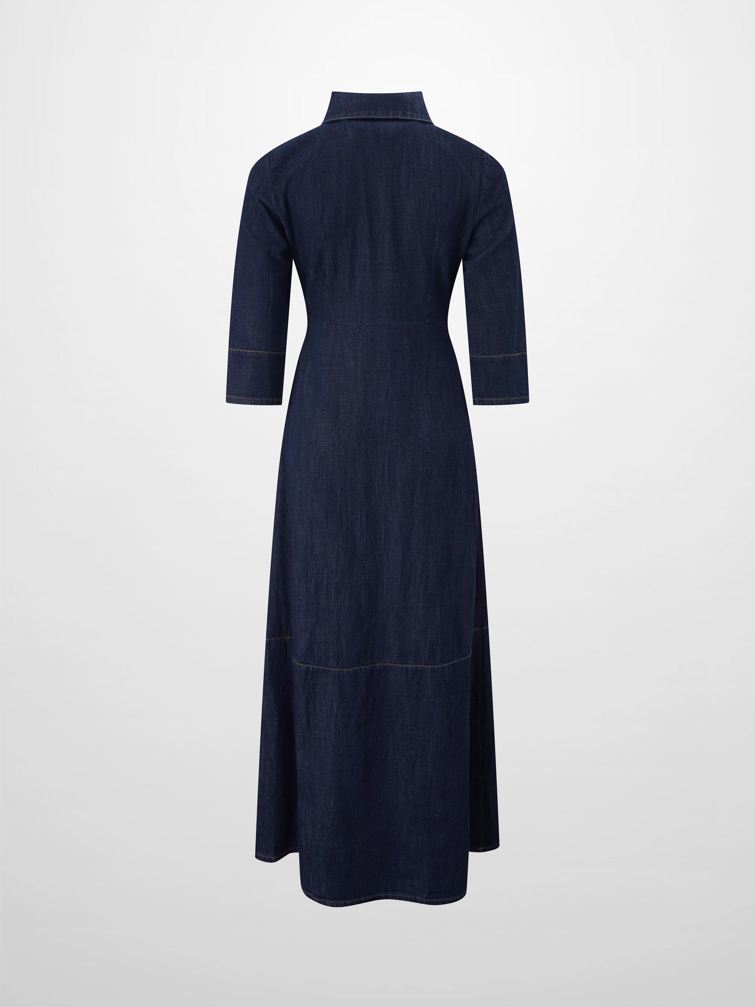 Waisted Lightweight Denim Dress-Dark Blue