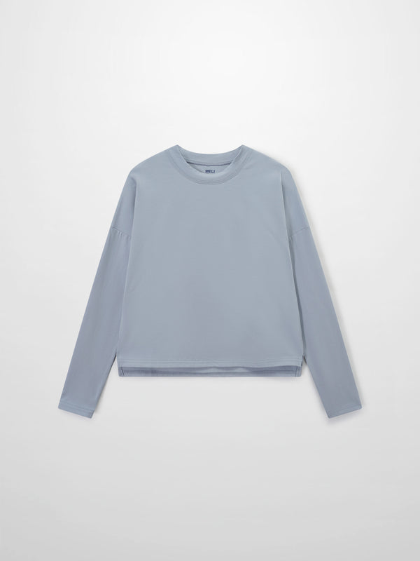 Cropped Boxy Tee-Light Blue