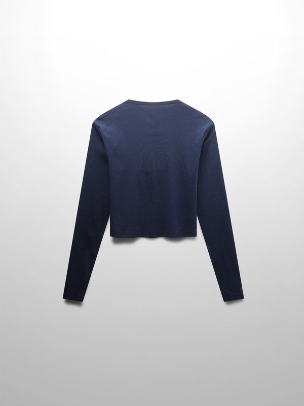 Basic T-Shirt Cropped Cardigan-Navy